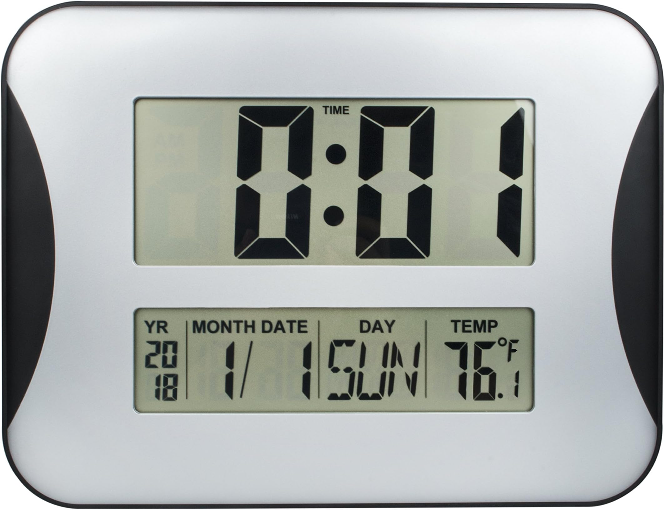 15" Oversized Digital Wall Clock, Home Decoration Wall Clock with Temperature and Calendar, Impaired Vision Digital Clocks with Extra Large Digits Display-Perfect for Seniors (Silver)