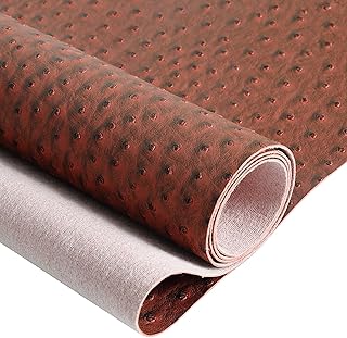 Vermilion Faux Leather Ostrich Fabric 54" Width 1.0mm Thickness Marine Vinyl Upholstery Leather for Handcrafts, DIY, Tooling, Sewing, Hobby Workshops, Crafting Wallets(Pre-Cut 36"x54")