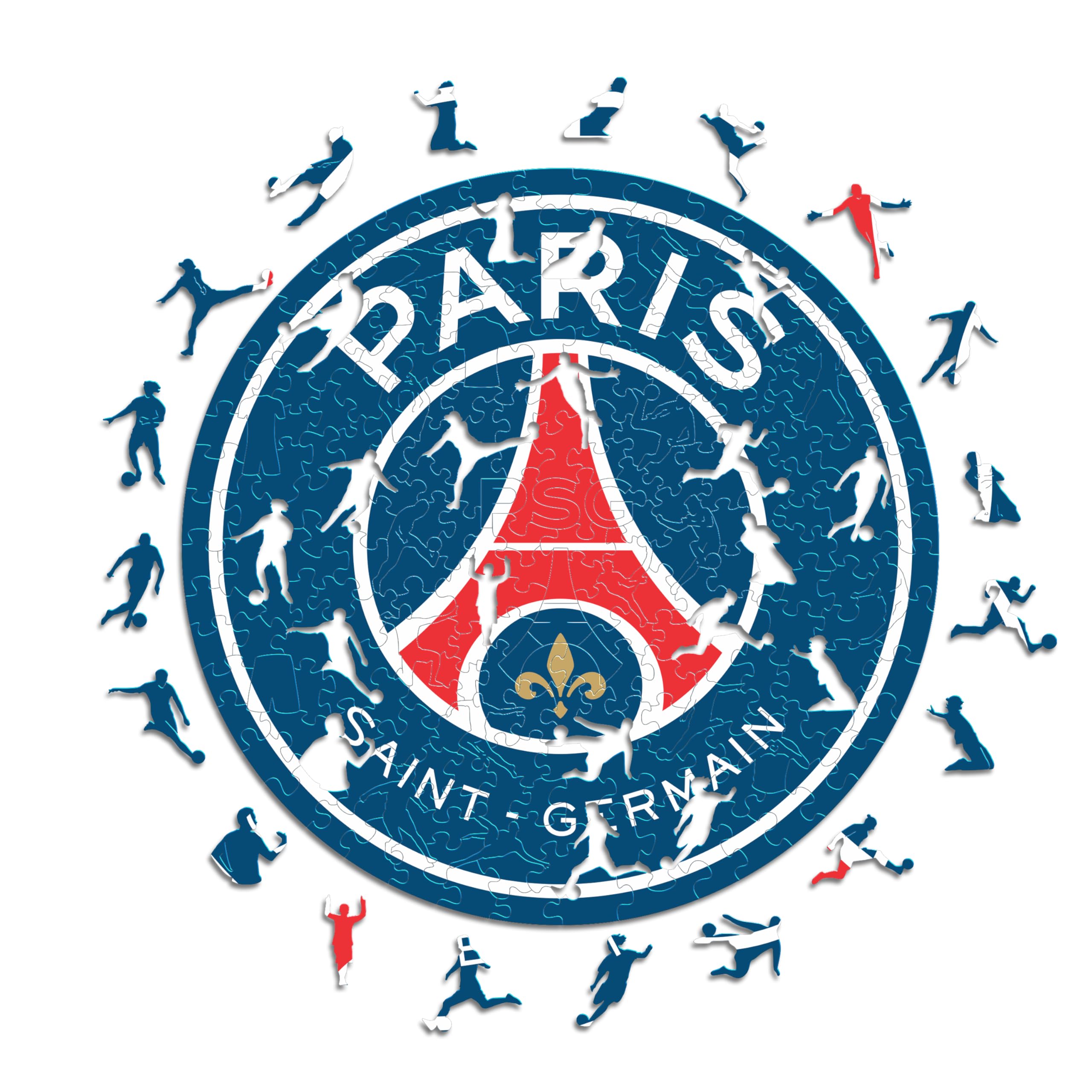 Iconic Puzzles - PSG, Logo, Rompecabezas de Madera con Licencia Oficial, 100% sostenible, Regalo para Adultos y niños, Talla M, 270 Piezas