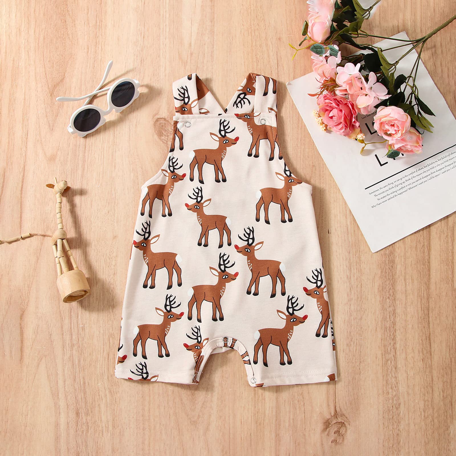 ZAXARRA Infant Baby Girl Jumpsuit Romoper Easter Baby Overalls Suspender Short Pants Spring Summer Clothes (Light Apricot, 0-6 Months)