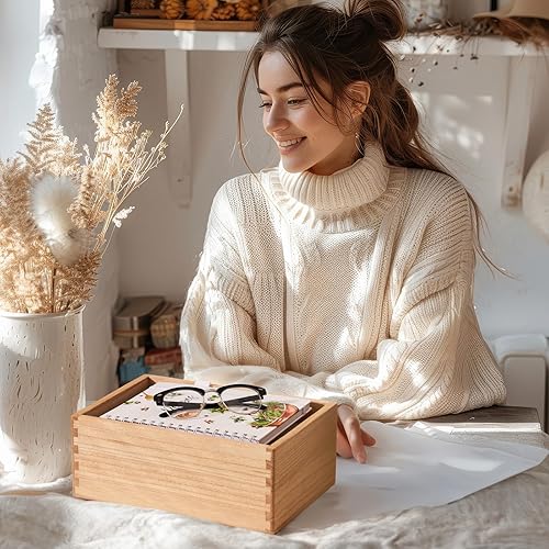 Miniatura 7 de Kirigen Caja organizadora de madera con tapa, cajas decorativas para manualidades, costura, recuerdo, memoria, caja de almacenamiento de madera para