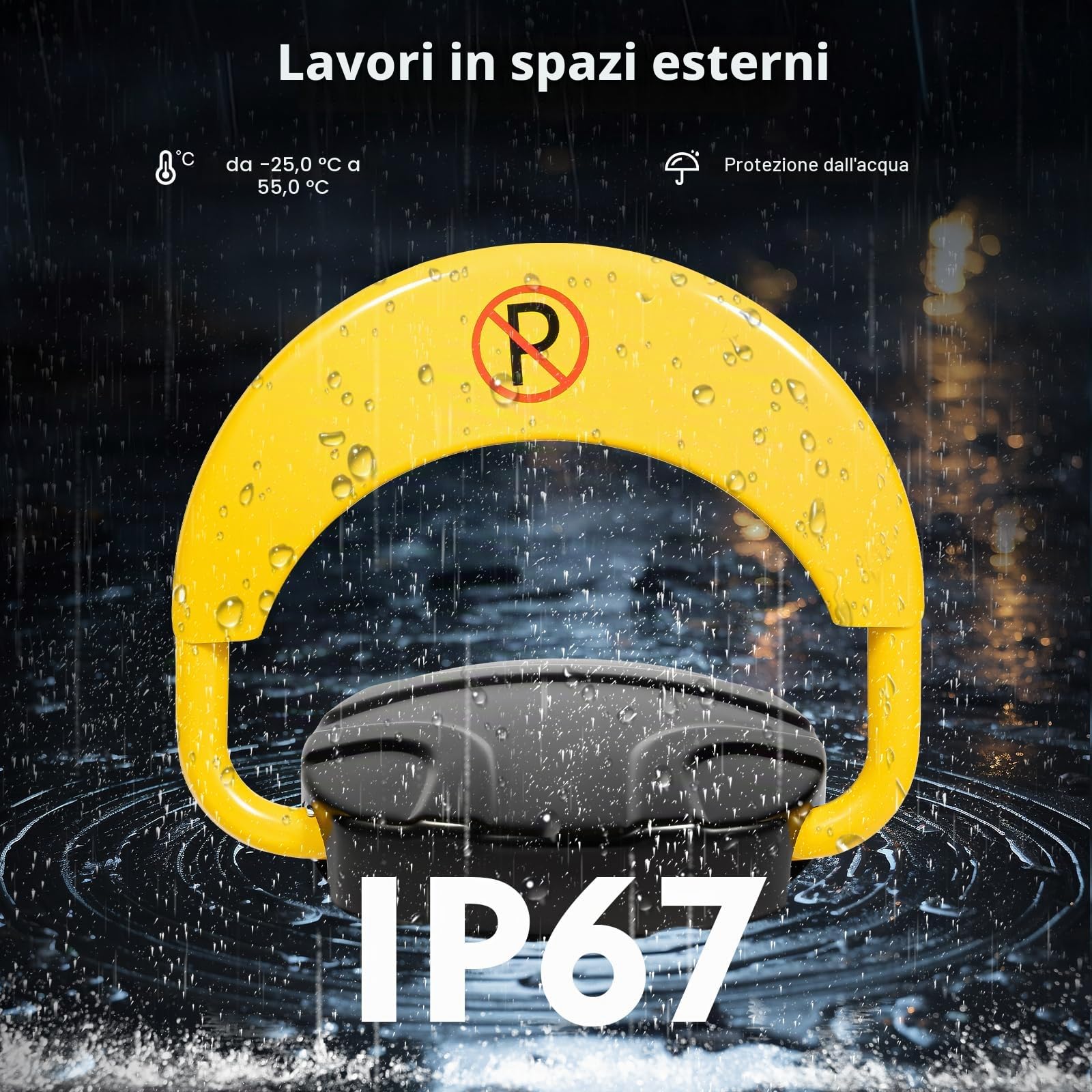 Blocco per parcheggio, barriera con telecomando, blocco per parcheggio pieghevole, delimitazione del parcheggio, blocco per parcheggio elettrico, grado di protezione IP67, braccio girevole
