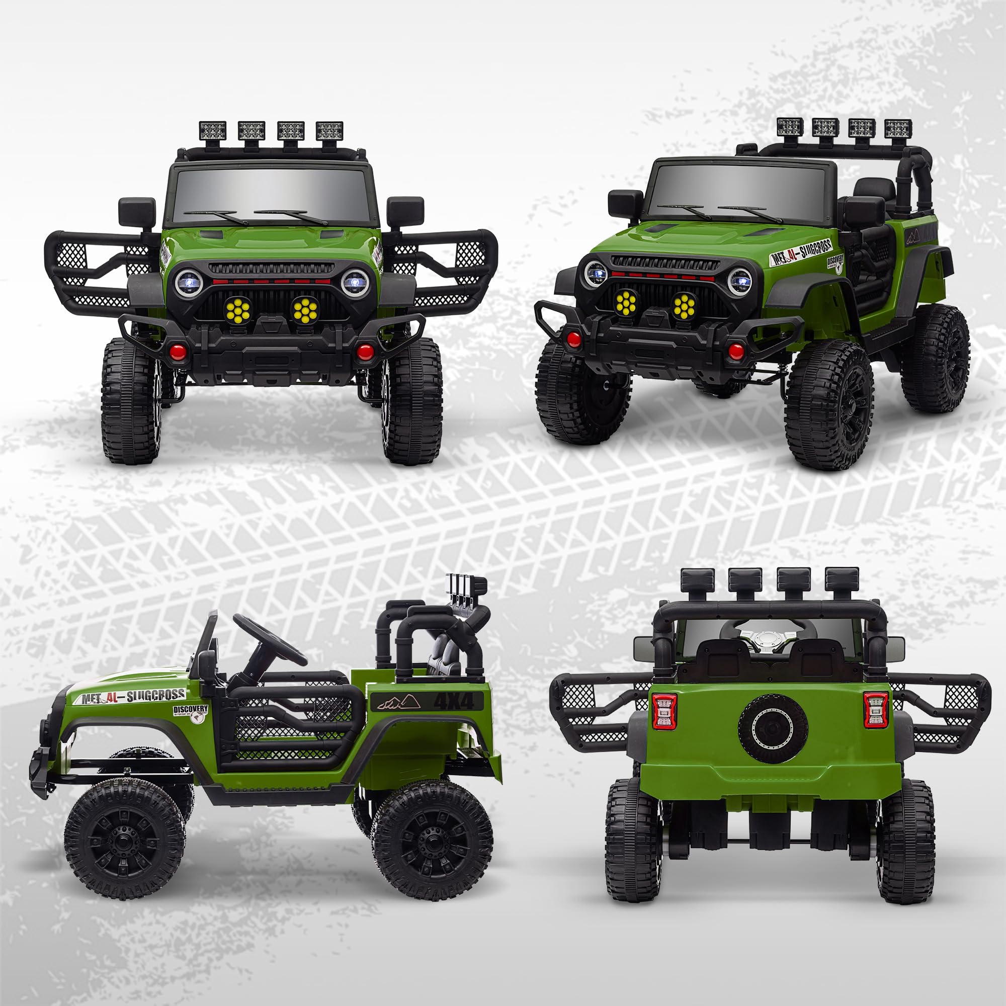 AIYAPLAY UTV Elettrico per Bambini 3 Velocità 2 Motori 12V Verde
