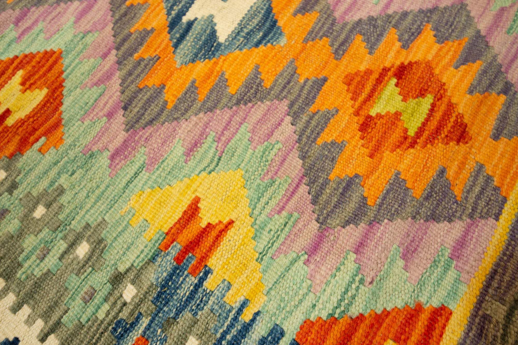 Kilim Tapis 100 % laine 117 x 80 cm, fait main, pièce unique style Herat Boho multicolore, tissage plat, tapis d'entrée et chambre