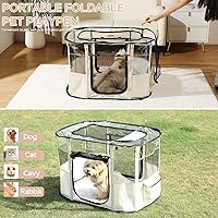 Vista 4 de Corralito para perros con almohadilla impermeable, jaulas portátiles para perros medianos, jaulas para perros de malla transpirable plegable, casa