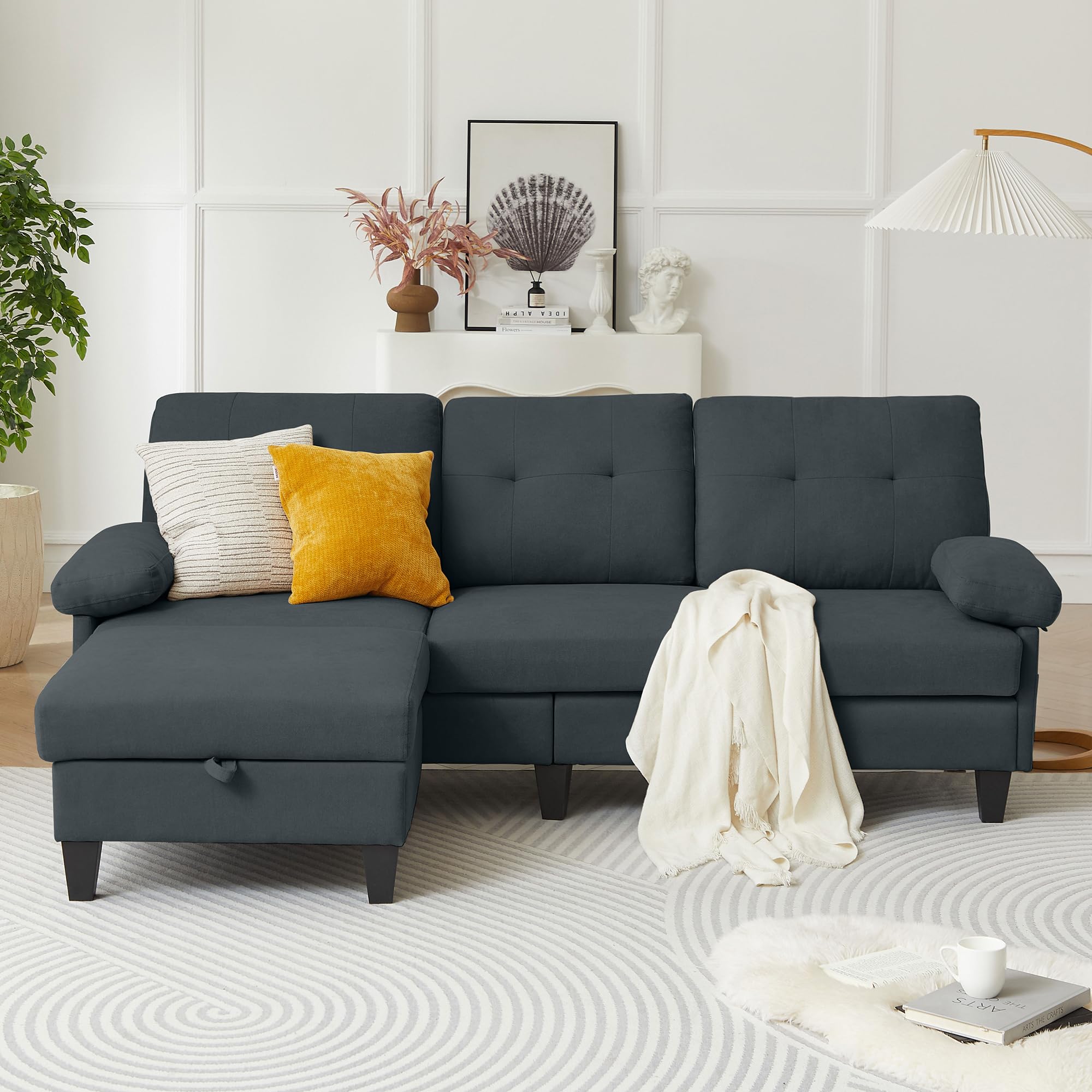 Lソファ Amazon.com: Soscana Sectional Sofa for Living Room, 84
