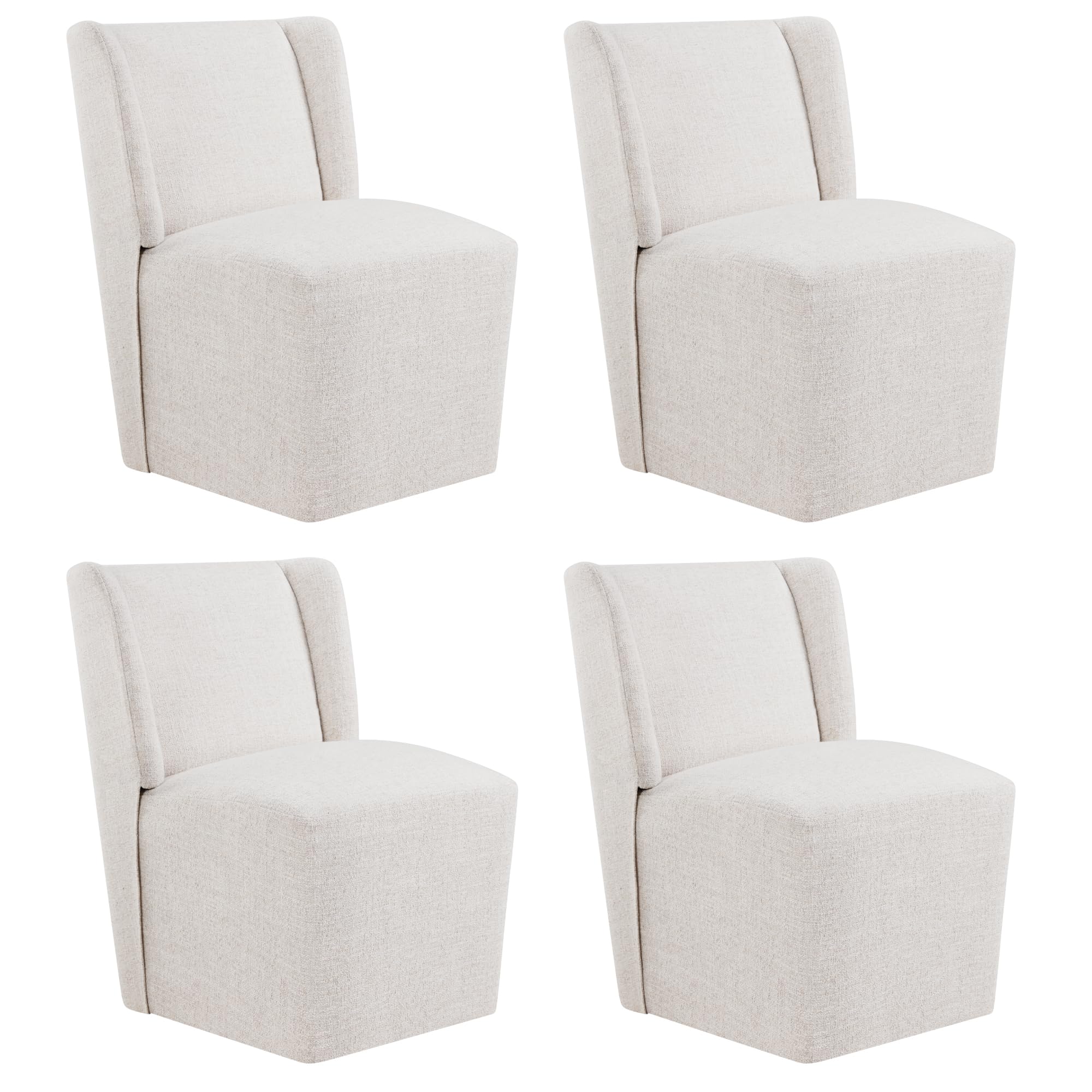 Photo 1 of ***just one piece**** KISLOT Upholstered Dining Chairs Set Casters, Wingback Modern Side Armless Deskchair with Rollers for Diningroom Bedroom Livingroom Reading Room, Linen Fabric