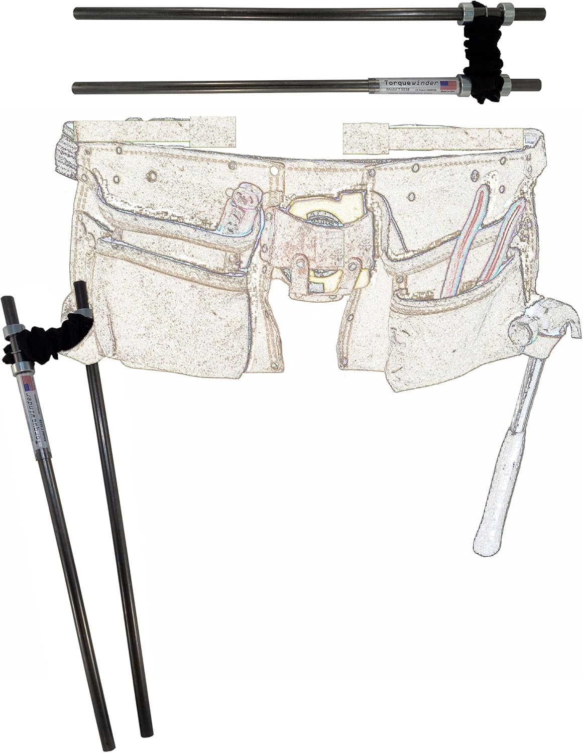 Garage Door Spring Winding Bars Tool: Easier to Handle and Safer to use Than Basic Winding Bars. Torquewinder Model T5518 has 1/2” Diameter Bars, 18" Long for Easy handling. Fits 1/2" Dia. Hole.