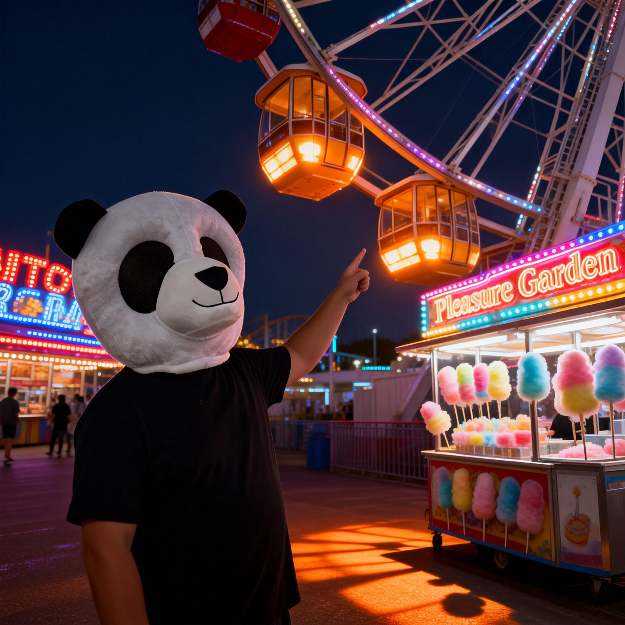 To.beone Plüsch-Panda-Maskottchen-Kopfmaske, weicher Riesen-Panda-Tierkopf-Kostüm, Helm mit atmungsaktiven Netzaugen