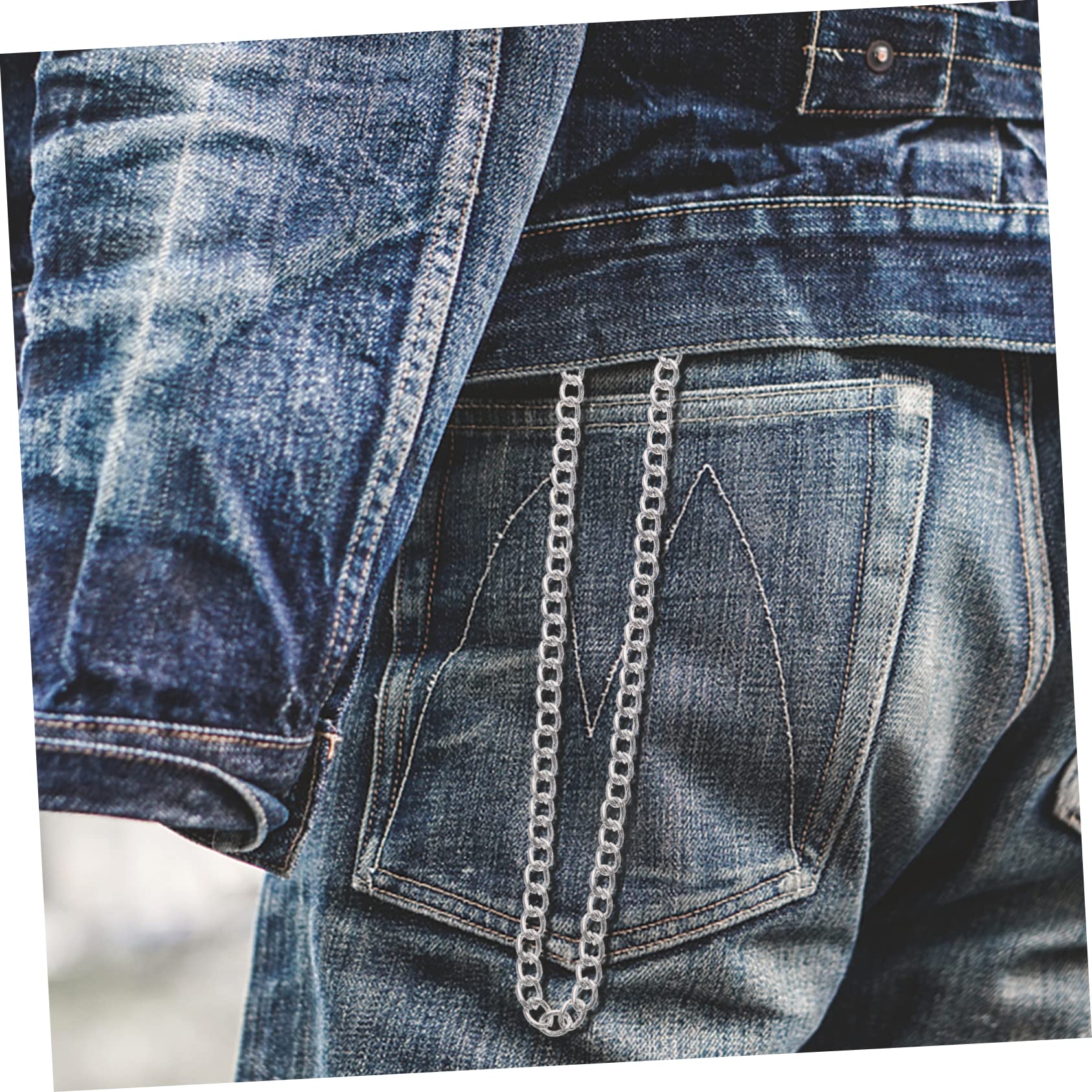 GALPADA 3Pcs Orologio Tasca Catena Pantaloni Per Gli Uomini Orologio Tasca Per Le Donne Canotte Per Gli Uomini Pacchetto Biker Catena Della Maglia Catena Con T Bar Decorazione In