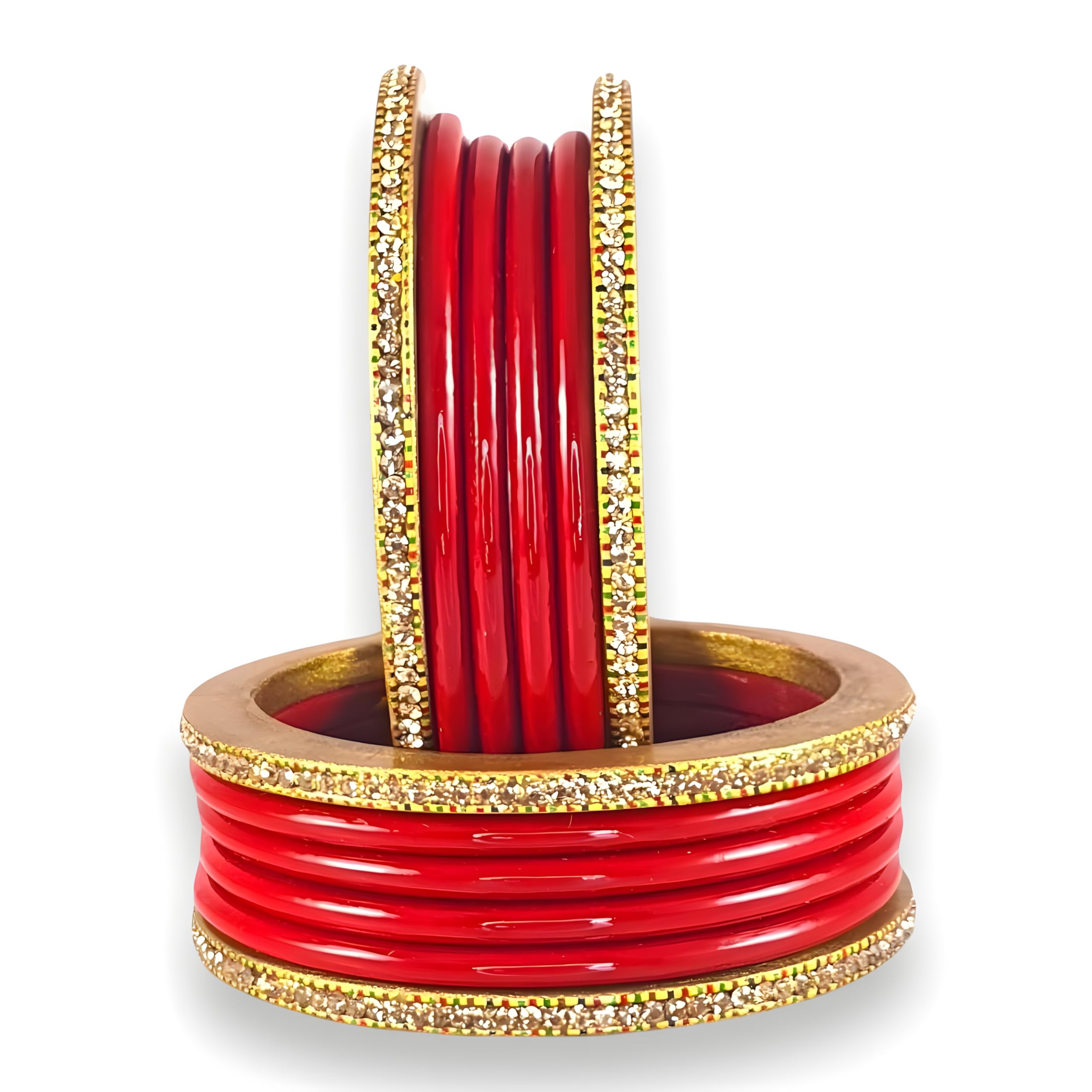 Praavya Rajasthani Traditional Beautiful Designer Lac Bangle Set For Women and Girls (Set of 6) | Chuda Set | Lakh Chudi Set (Red, 2.4) (B0BG8KPKRL) Amazon Price History, Amazon Price Tracker