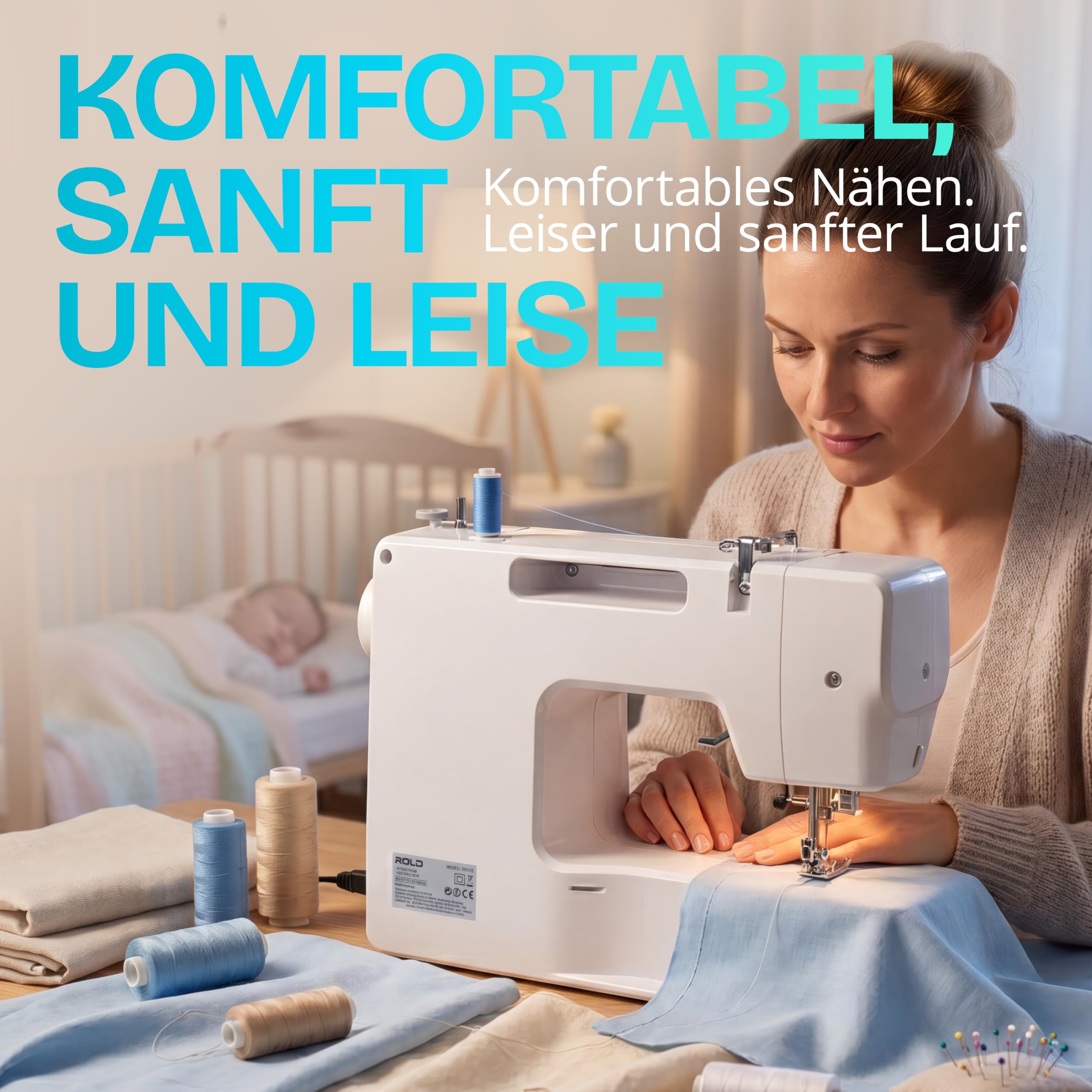 ROLD S500 Computer Nähmaschine mit 300 Stichen zum Nähen aller Arten von Stoffen | Freiarm Computer-Nähmaschinen, Einfädelautomatik (Neues Modell)