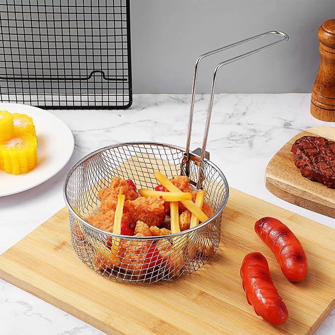 Canasto para freír con mango de acero inoxidable miniatura 6