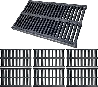 6 Pack Polymer Plastic Channel Drain Grate-19.7x11.8x1.2 in Durable Trench Cover,Total Length 118 in Polymer Drain Strainer,Outdoor Drain Grates for Yard Fence Sidewalk Patio Houseside