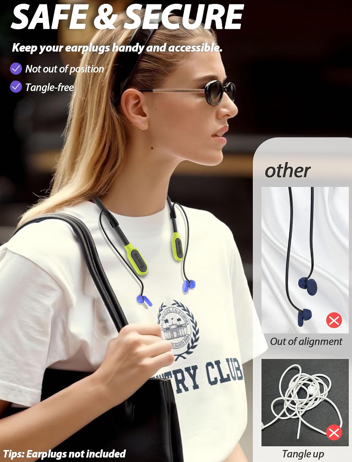 HALLEAST Earplugs Cord, Anti-Lost Earplug Lanyard Neckband image 4