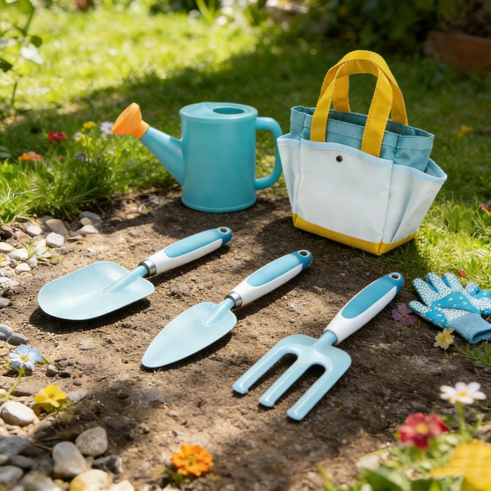 Kit De Jardinería Para Niños De 6 Piezas – Herramientas Educativas Con Guantes, Rastrillo Y Regadera | Juego De Cultivo Para Exterior