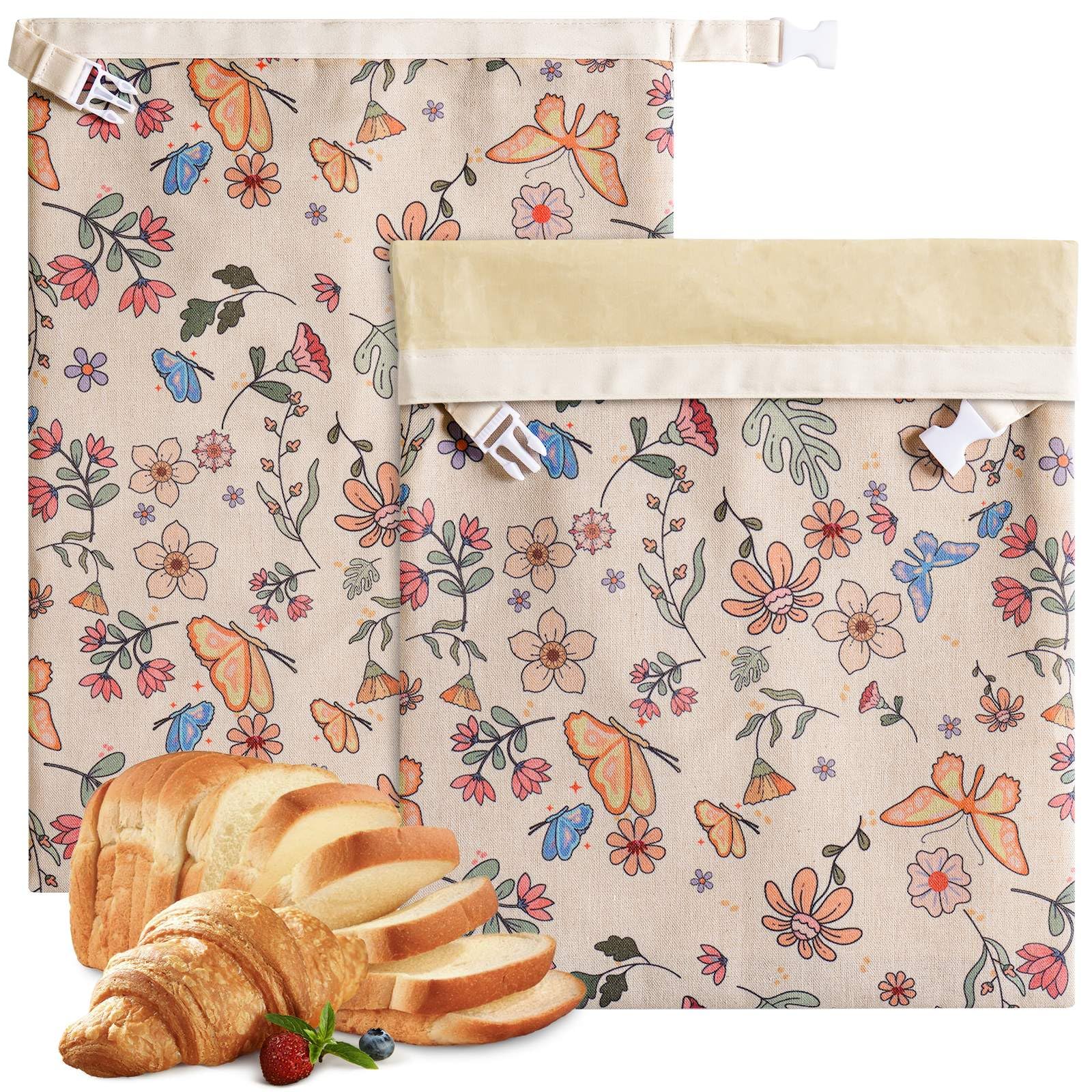2 Pack Beeswax Bread Bags for Sourdough,Reusable Organic Linen Beeswax Bread Bag for Homemade...