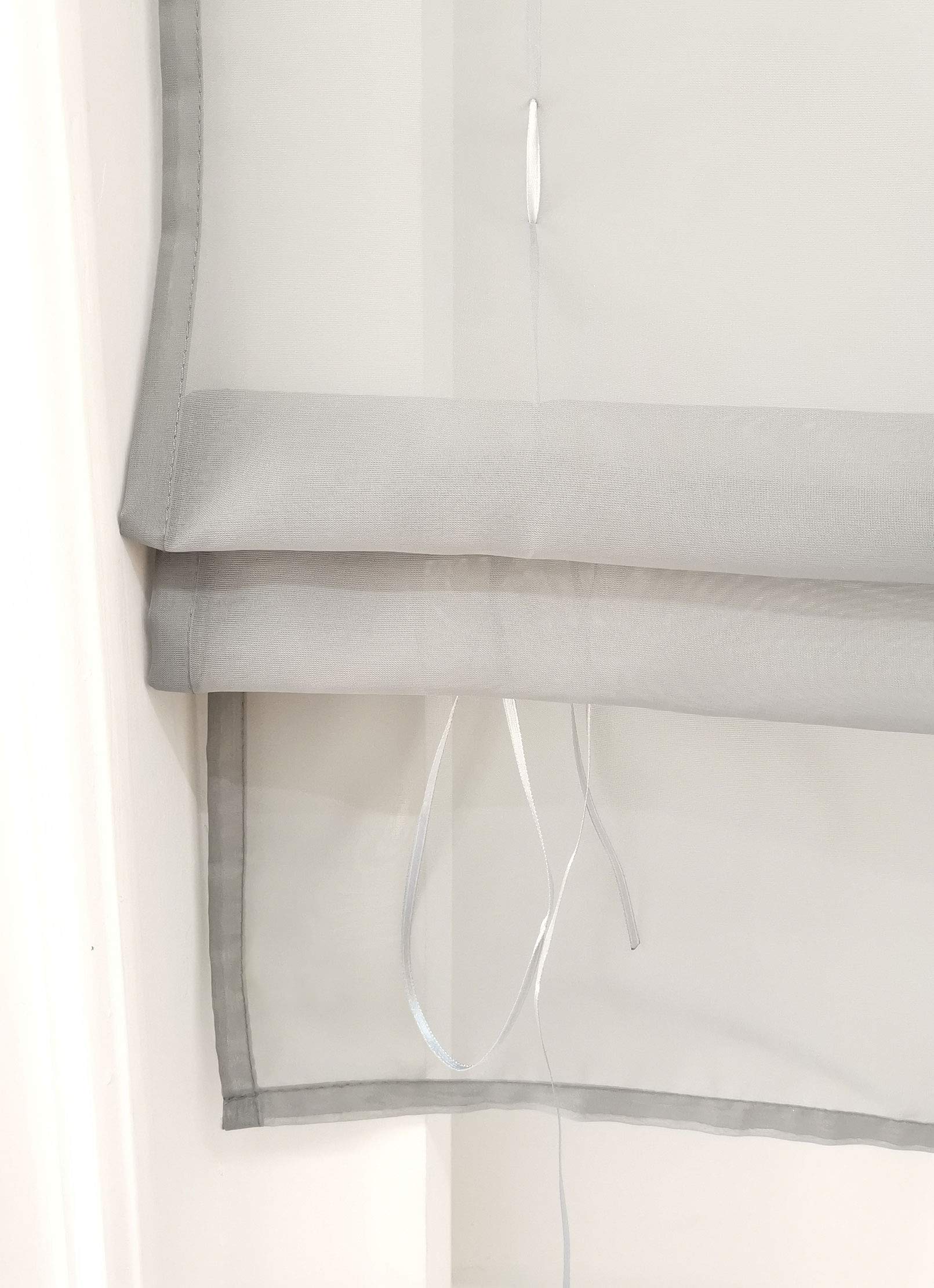 Rideaux Voilage Store Romain Bateau De Fenêtre Vert L/H 60 X 130cm Uni