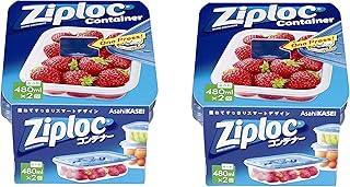 ジップロック コンテナー 長方形 480ml 2個入 (2セット)