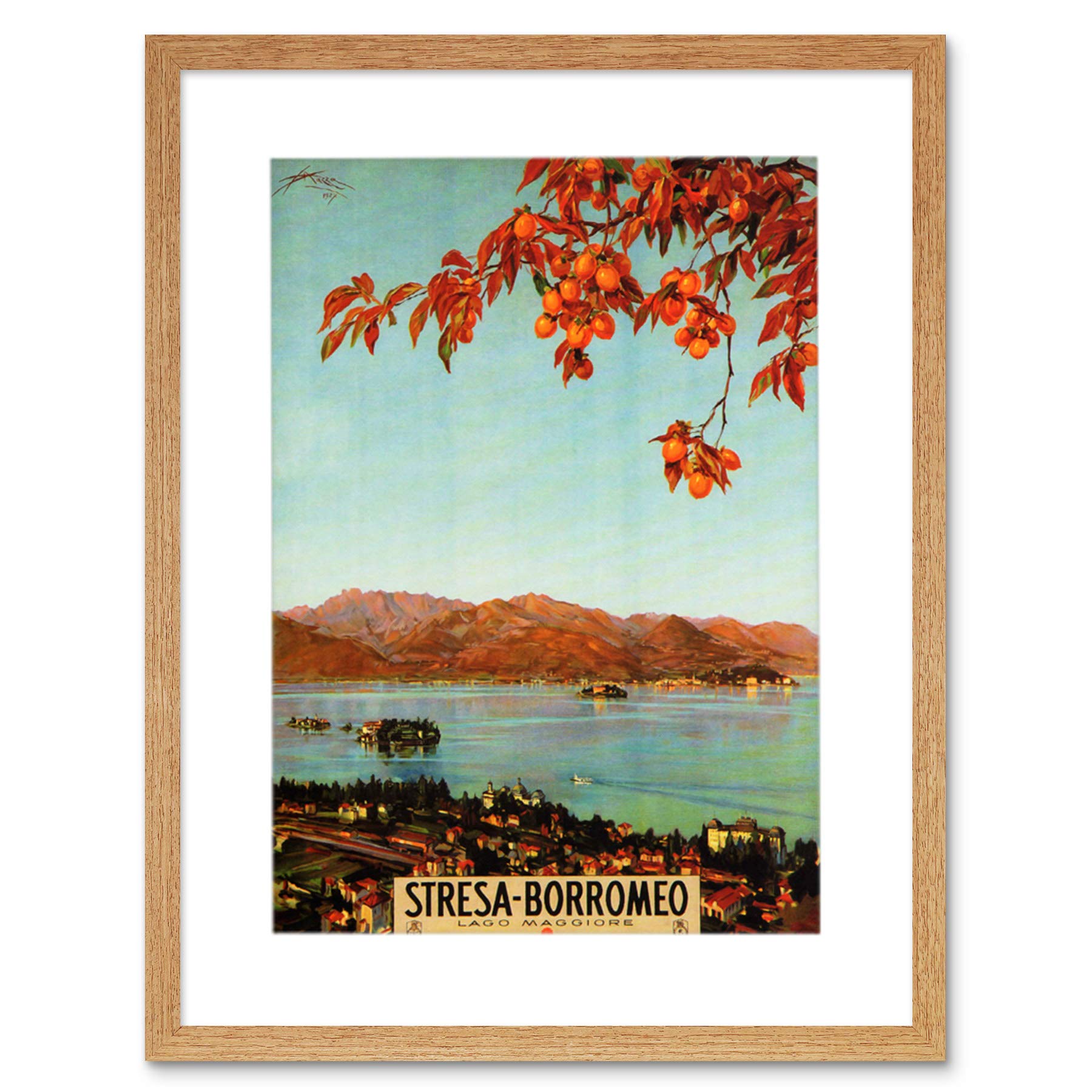Wee Blue Coo Stresa Borromeo Lake Maggiore Italy Travel Ad Picture Framed Wall Art Print