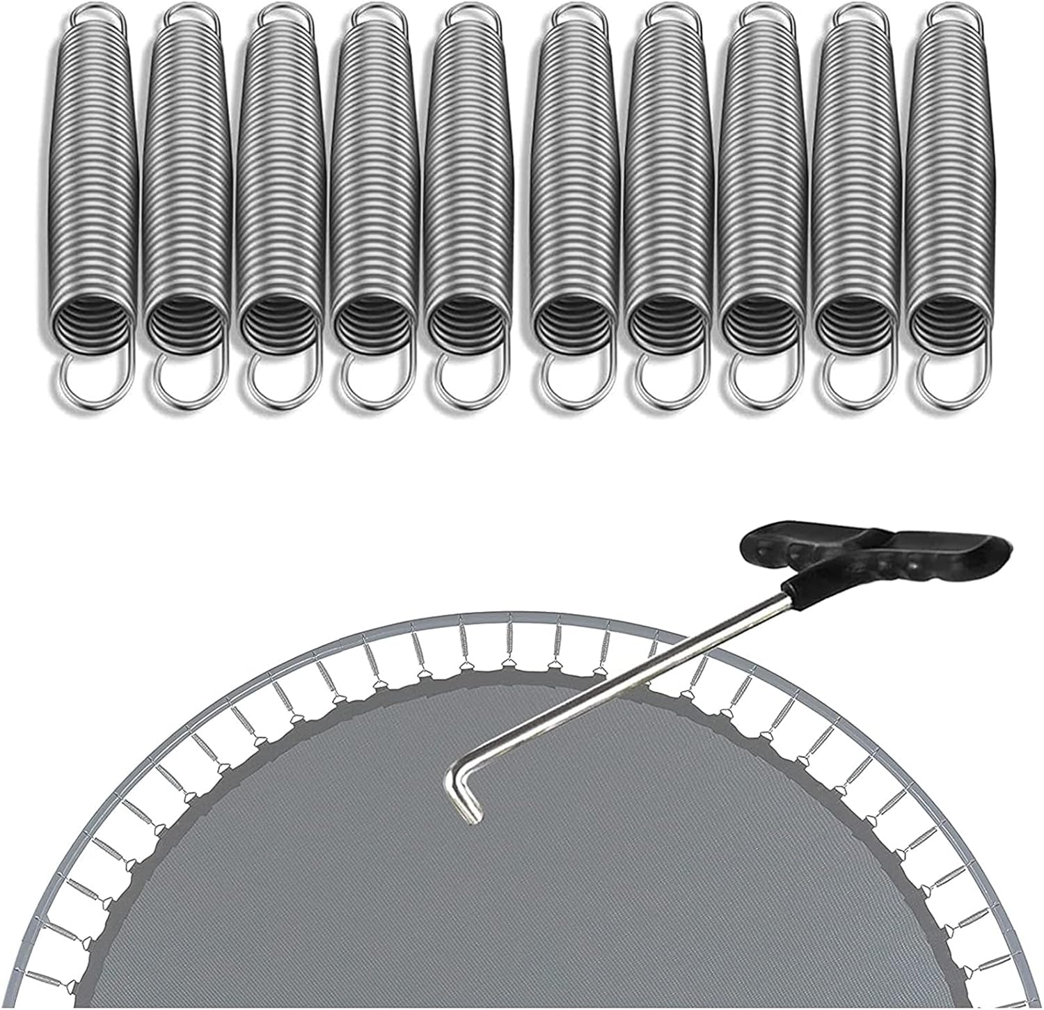 トランポリンスプリング 10個入り トランポリンスプリングツール付き 高耐久交換用トランポリンスプリング 3.5インチ .9インチ