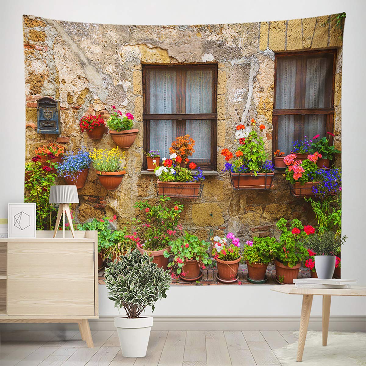 Amazon.com: BERRY Tuscany Tapestry Italy Old Stone Wall Flowers