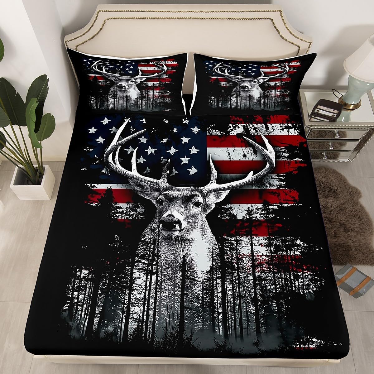Erosebridal Vintage American Flag Bed Sheets Twin for Girls Boys Kids