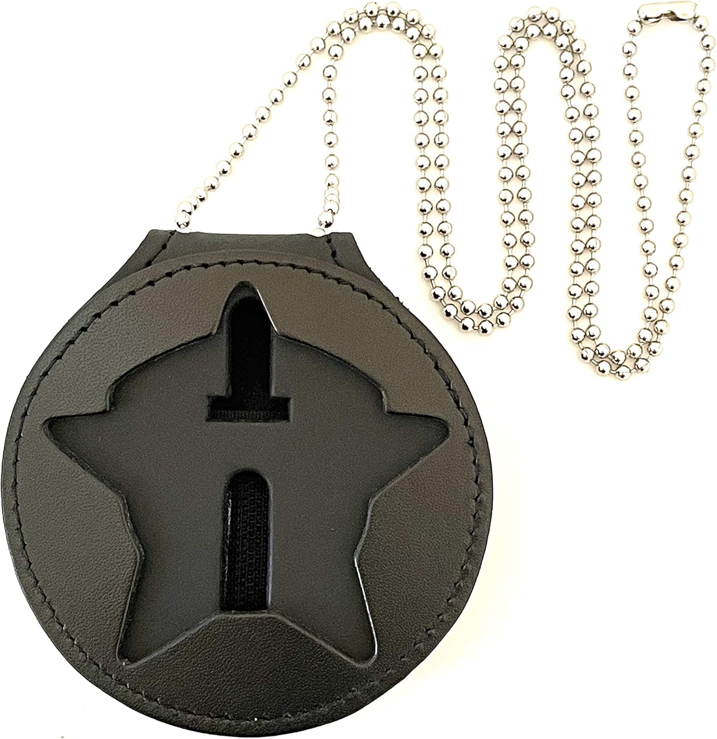 Chicago Patrol Belt Clip Badge Holder with Pocket and Chain (Cutout PF480)