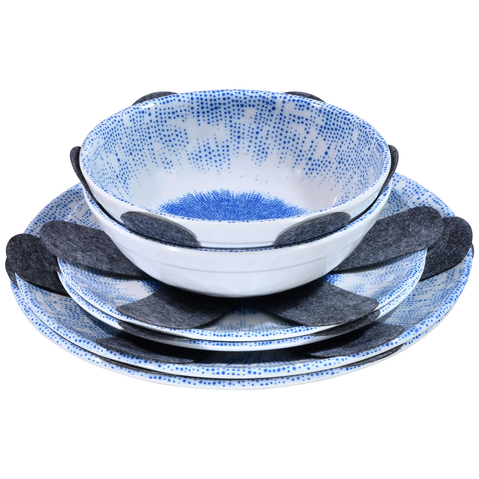 Melamin Geschirr Set Wish Flower Blau 6 Personen Wohnwagen Camping Picknick