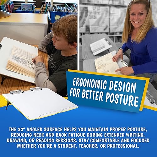 Miniatura 8 de Slant Board, Superficie de trabajo inclinada para escribir, leer, arte y expresión oral, para óptimo aprendizaje, escritorio portátil magnético con