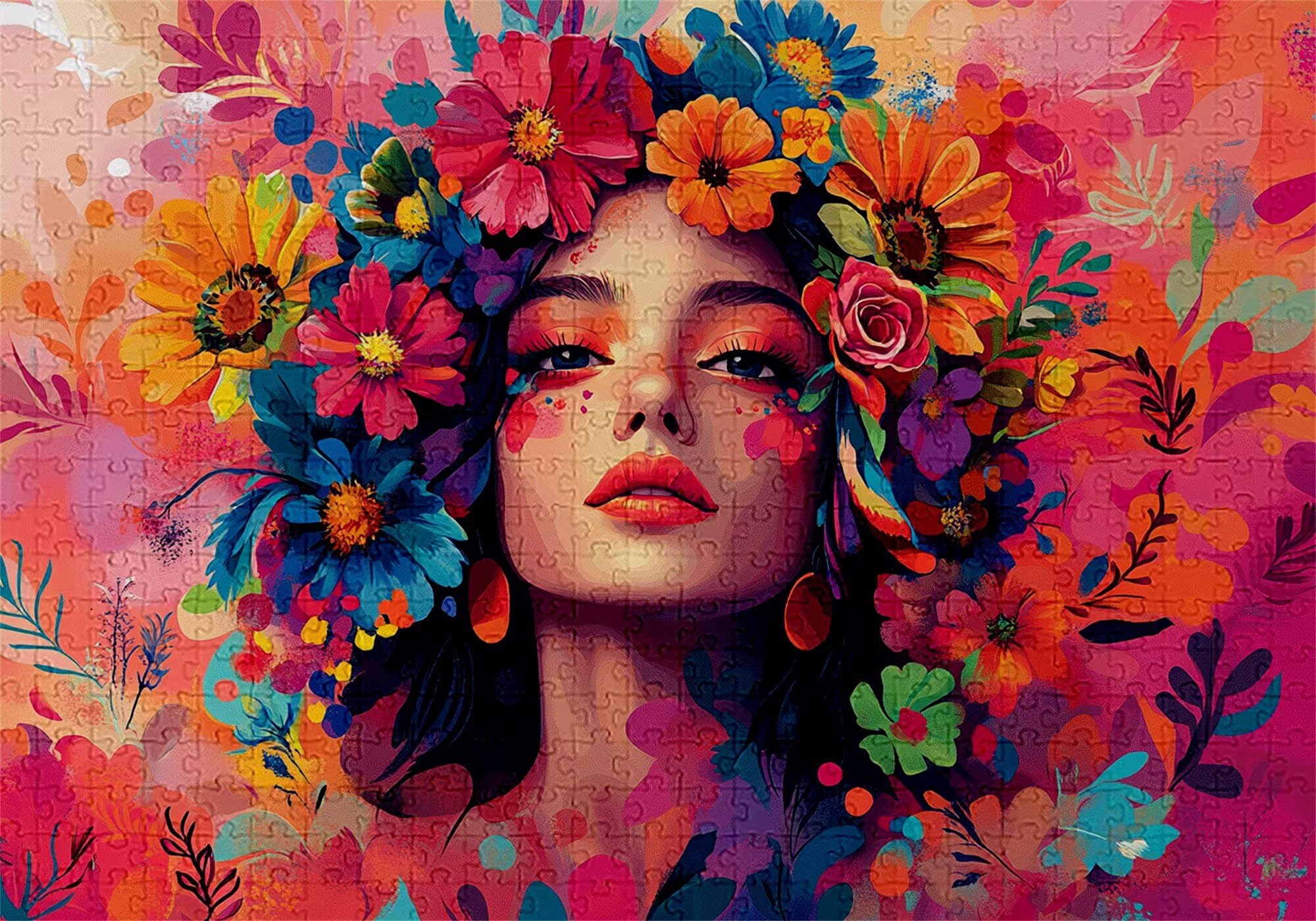 Puzzle 2000 elementów dla kobiet dorosłych kwiaty 100 x 70 cm unikalne rzemiosło klasyczne drewniane układanka 3D do rodzinnych gier aktywnych, układanka do samodzielnego wykonania nawet do dekoracji