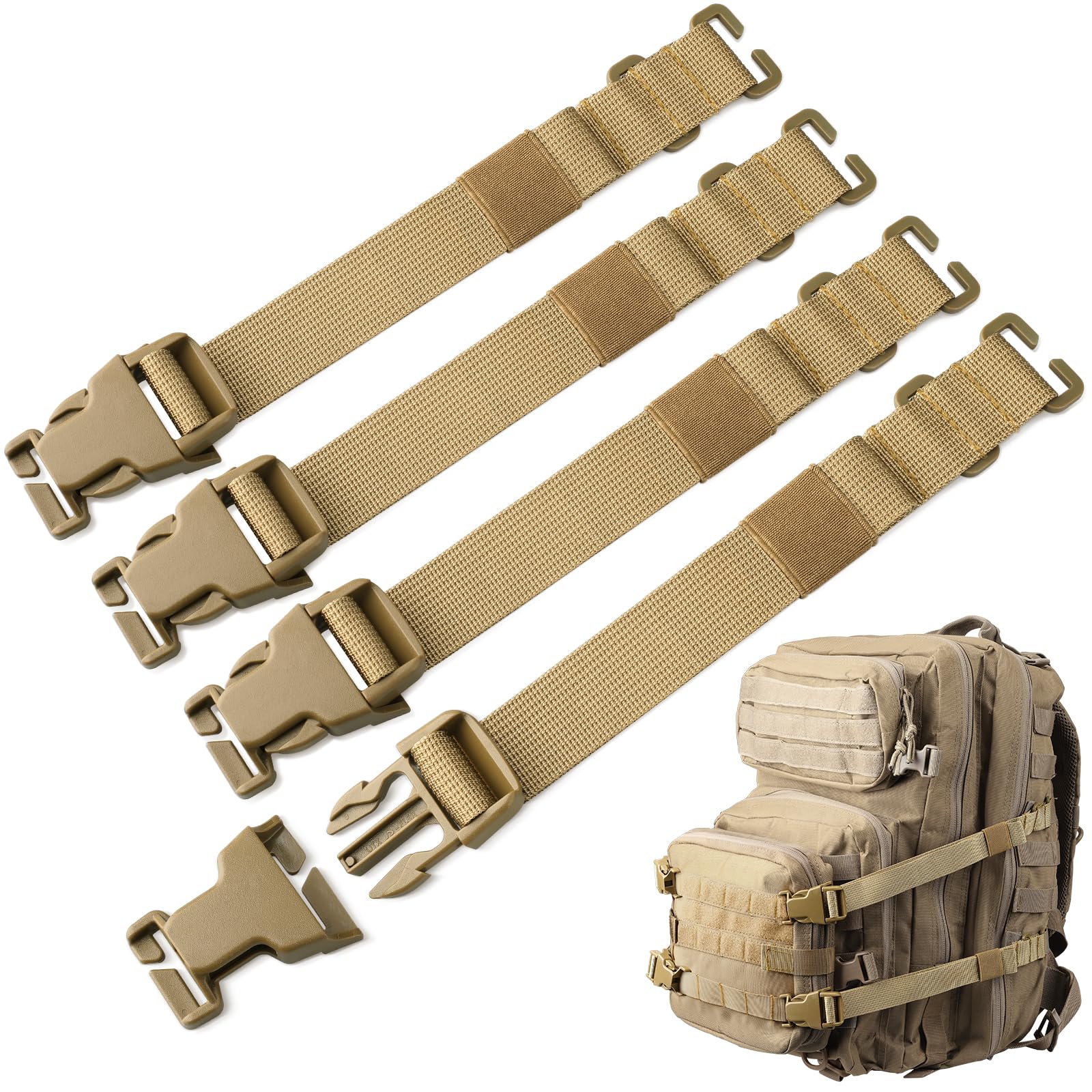 Pitozer Molle Backpack Straps Tactical Rush Tier System Molle Attachment for Tactical Military Backpack Plate Carrier Gear Accessories Compression