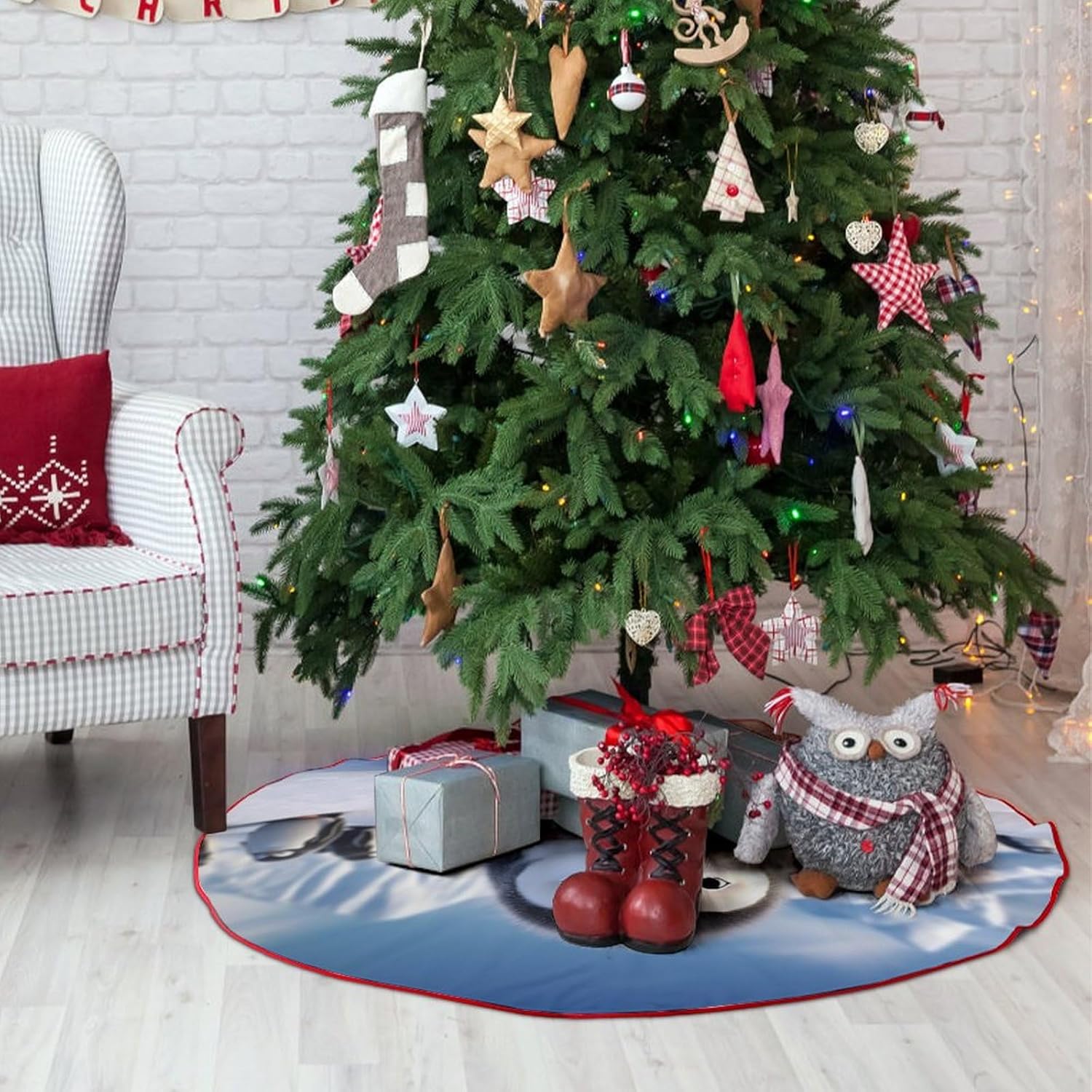 Christmas Tree SkirtCute Penguinclassic Fashion Tree Skirt Painted Multifunctional Christmas Tree Skirt