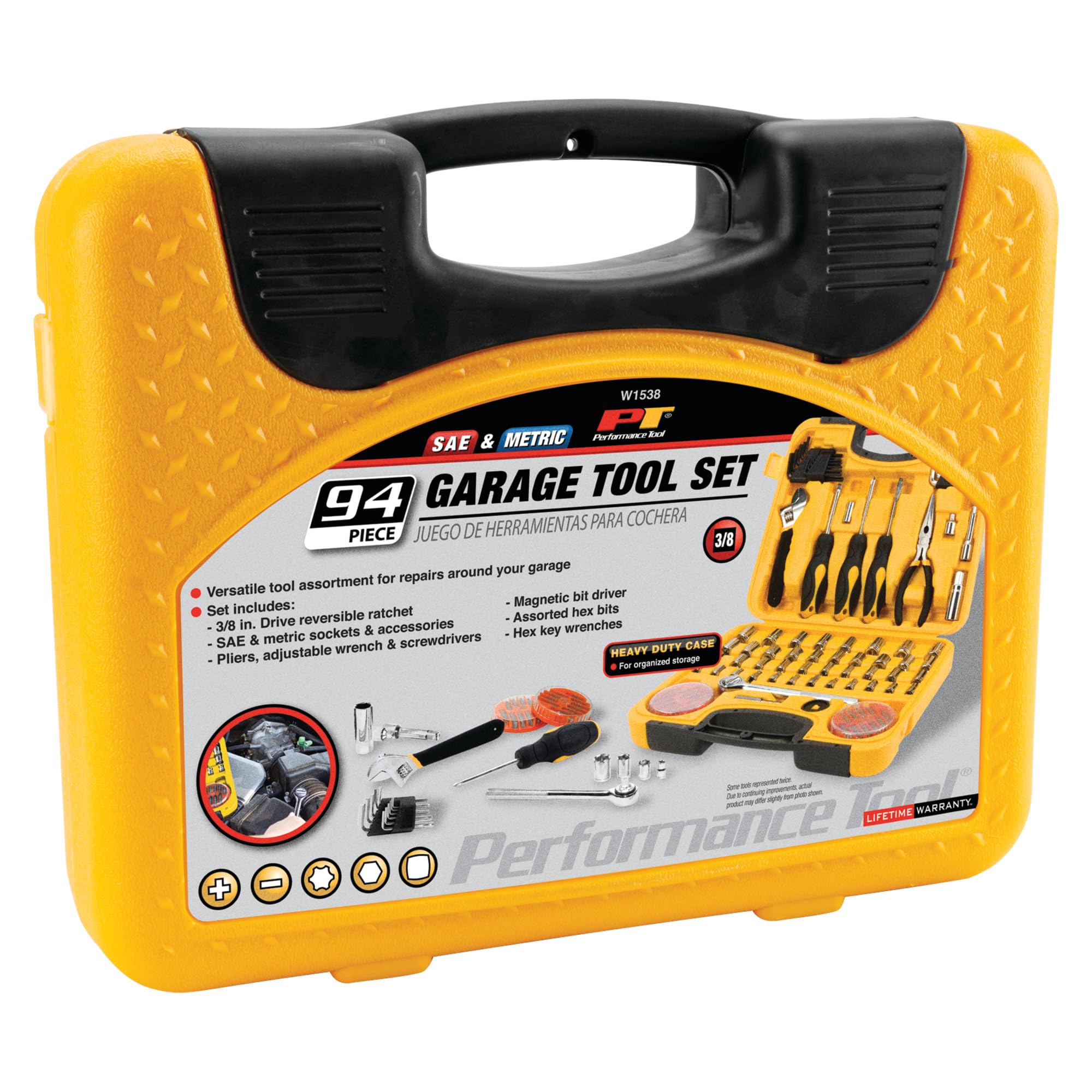 Performance Tool W1538 SAE/Metric Mechaniker-Produktwerkzeug-Set, 94-teilig