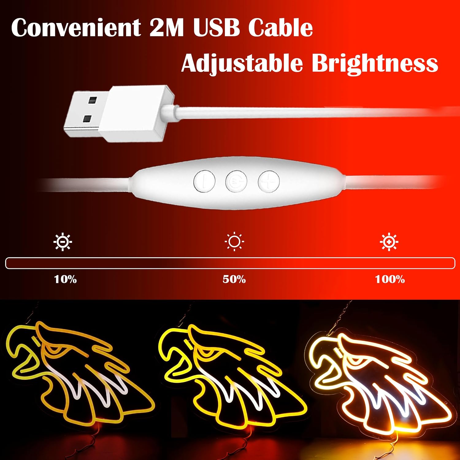 Eagle Basketball Neon Sign Light for Bedroom Wall Decor,Sports Led Neon Light,USB Powered Dimmable Neon Signs,Christmas Gift for Teen Boys Kids Eagle Basketball Fans Game Room Wall Decor Party Light 16.5*9.4 Inch image 4