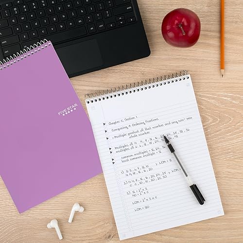 Miniatura 8 de Five Star Cuaderno de espiral superior + aplicación de estudio, 1 materia, bloc de notas con rayas universitarias, 8-12 x 11 pulgadas, 100 hojas,