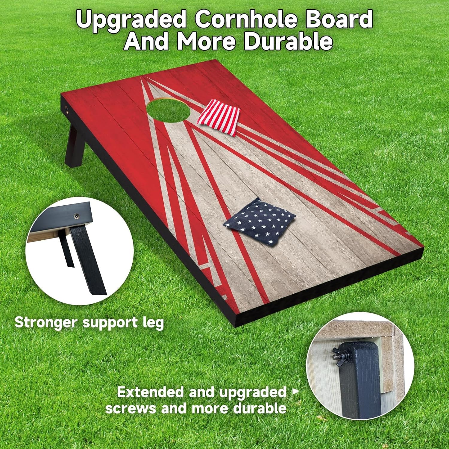 Cornhole Board Set 4x2 Regulation Size Cornhole Set with Carrying Bags & 8 Bean Bags Corn Hole Boards Bean Toss Game for Adults Family Outdoor Lawn Outside Backyard Games