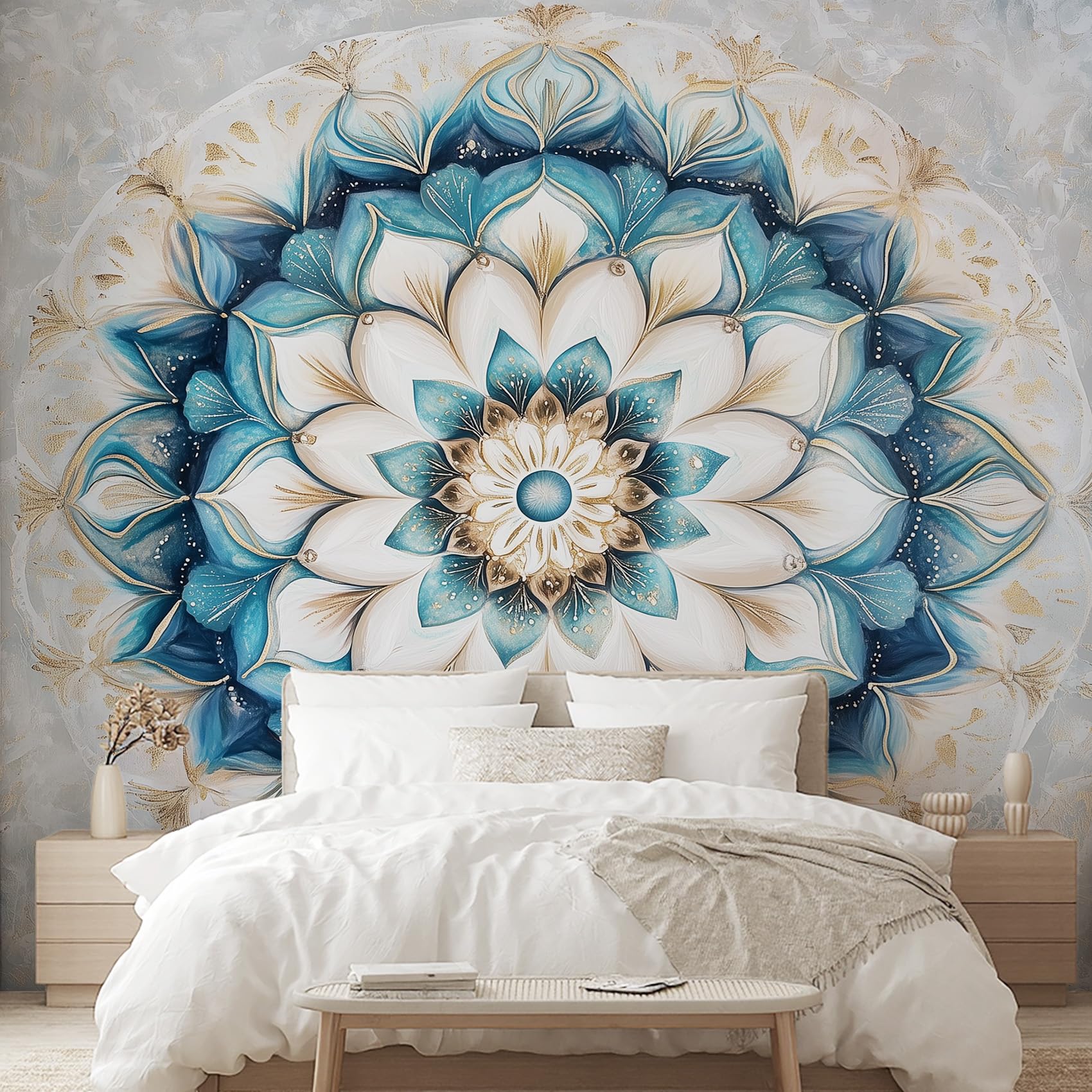 Fdt&-84 - Carta da parati fotografica, motivo mandala floreale, 300 x 210 cm, per soggiorno, camera da letto, corridoio, meditazione, lusso