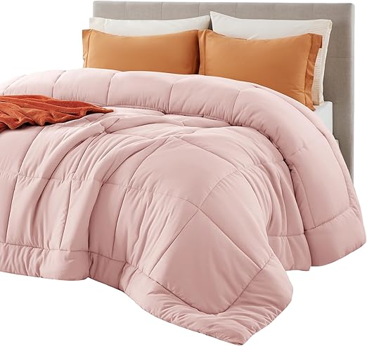 Bedsure Comforter Duvet Insert - Quilted Comforters Queen Size, All Season Duvet, Down Alternative Bedding, with 8 Tabs, Gifts for Women/Men, Pink, Queen 88 x 88 Inches