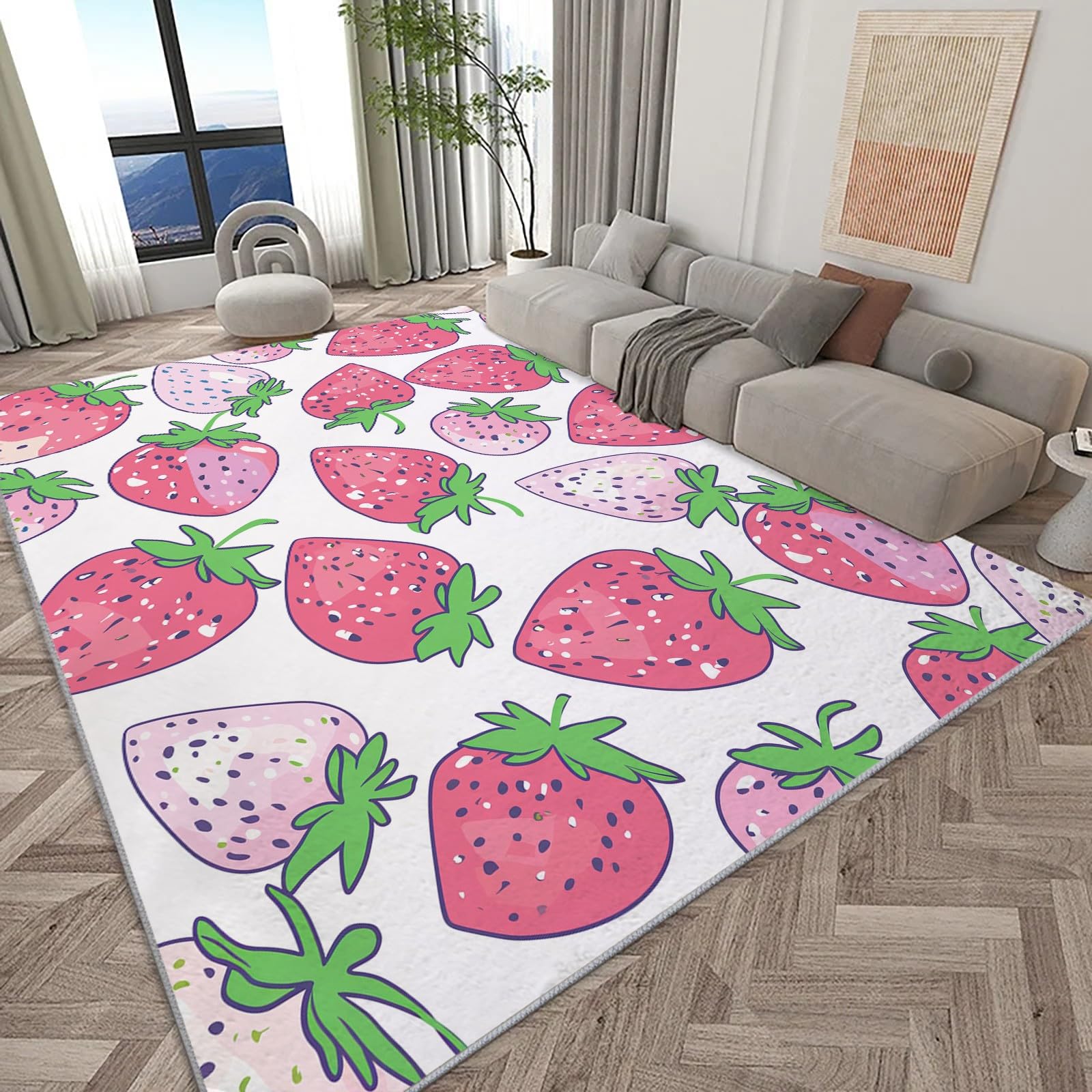 Tapis couloir antidérapant et résistant fraise rouge 120x170 cm contre les glissades