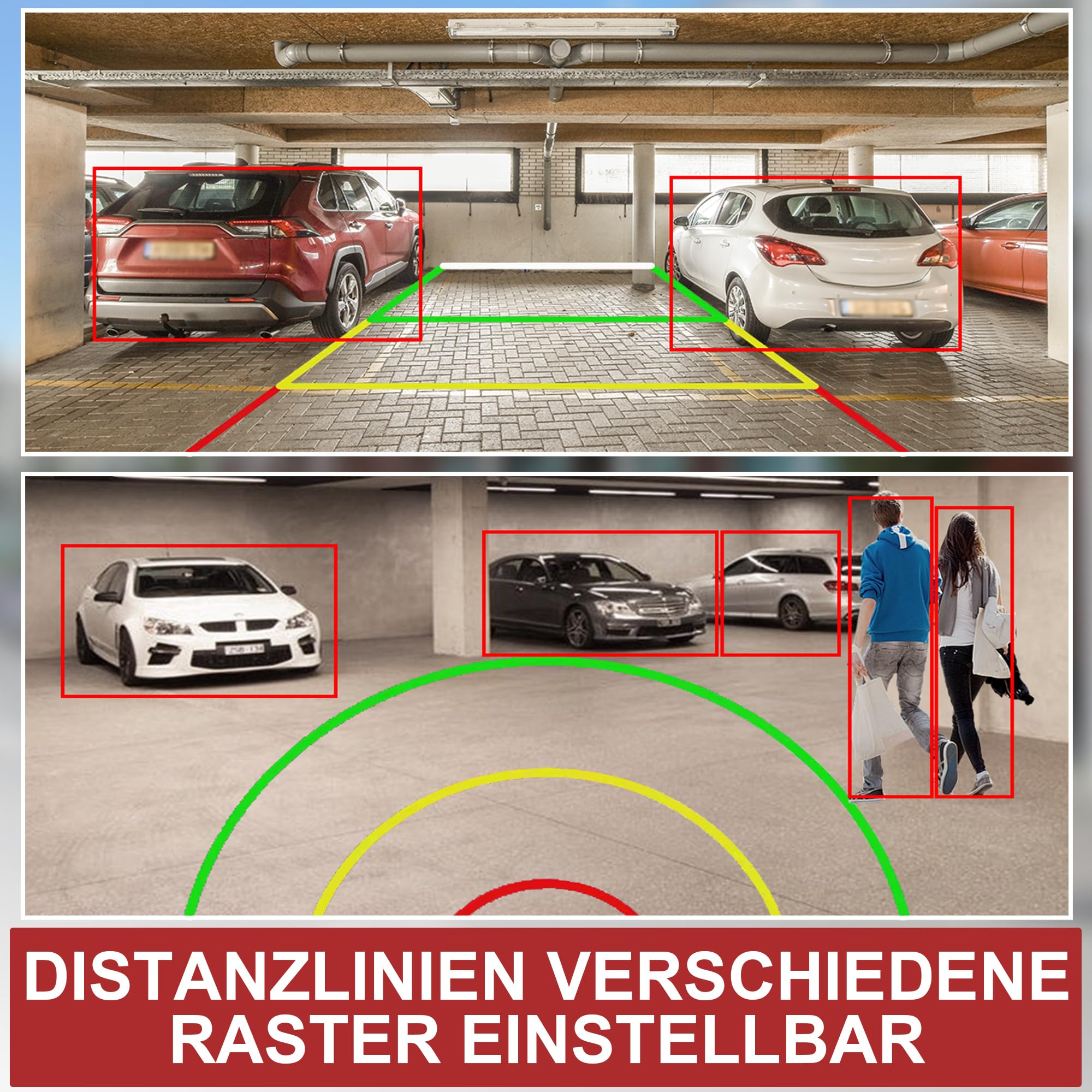 WLAN Funk Rückfahrkamera im Kennzeichenhalter HD Rückfahrsystem App-Steuerung iOS Android KI Erkennung IR Nachtsicht