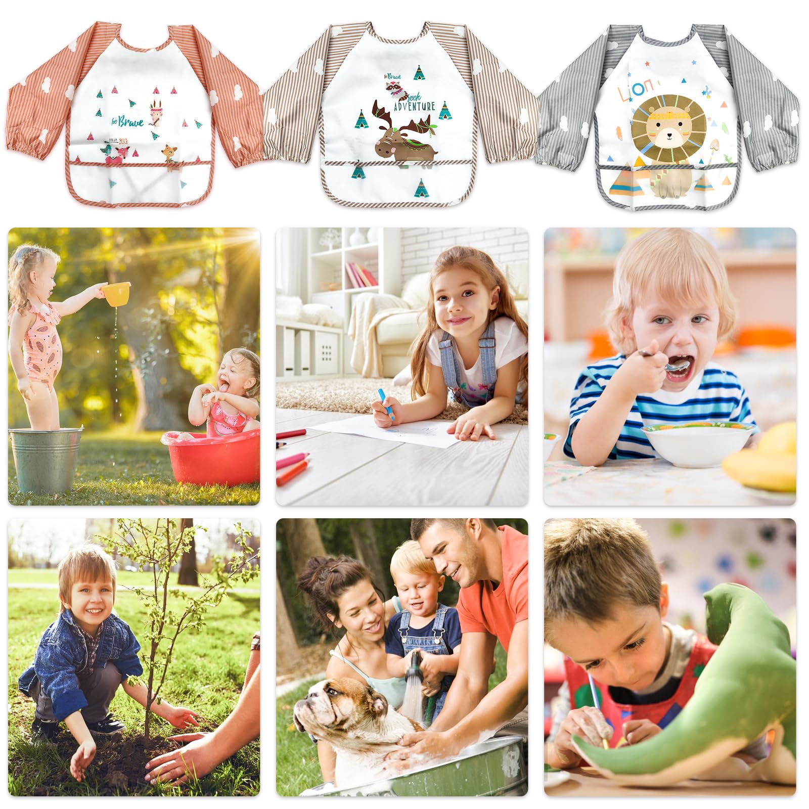 LISOPO bavoirs bebe bavoir manches longues bebe bavoir imperméable bébé Unisexe pour Bébé de 6 mois à 3 ans