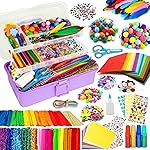 FUNZBO Arts and Crafts Supplies for Kids -Christmas Crafts Kits with Pipe Cleaners, Construction Paper, Pom poms Googly Eyes, Crafts for Kids Ages 4-8, School Craft Projects, Birathday Gifts for Girls