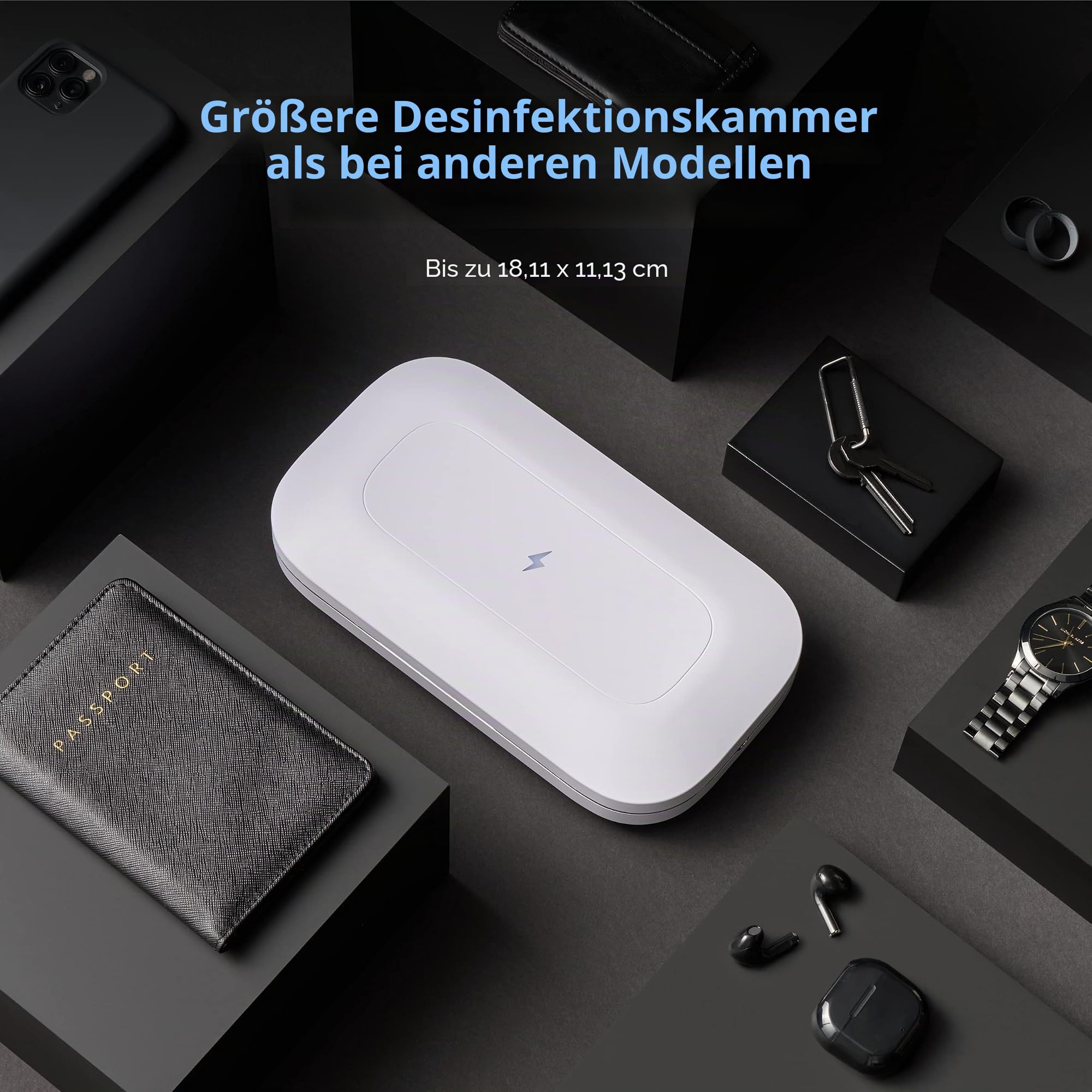 PhoneSoap Pro UV-Smartphone-Desinfektor und universelle Handy-Ladebox | Patentierte und klinisch bewiesene 360-Grad-UV-C-Desinfektion | Desinfiziert und lädt alle Handys (Weiß)