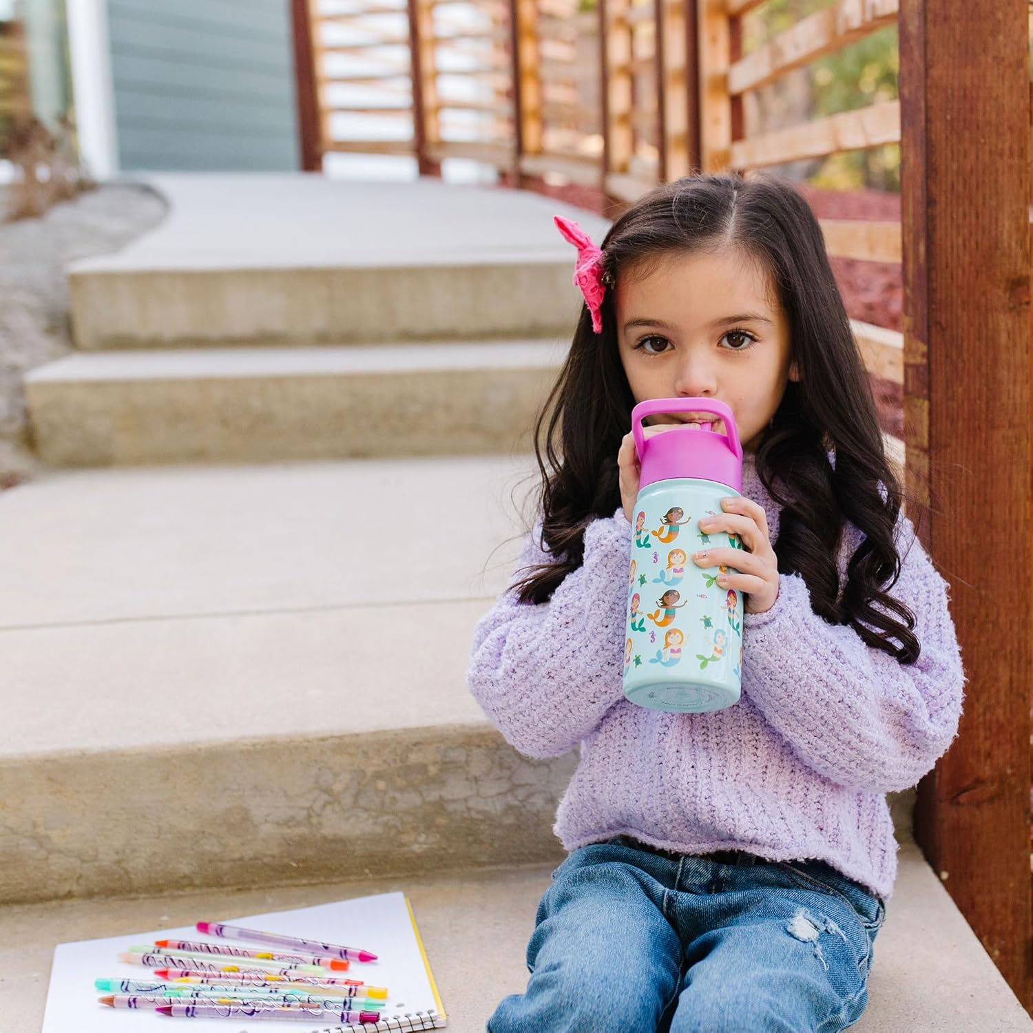 Wildkin Kids 14oz Stainless Steel Water Bottle – BPA-Free, Leakproof, Insulated, Easy-Clean - Mermaids - Image 5