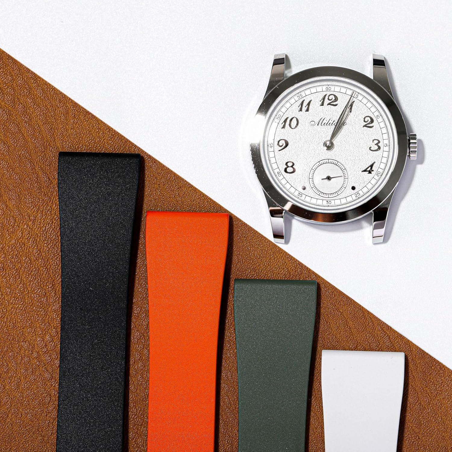 Fluororubber Watch Strap - Fast Release Cut-to-Size 19mm 20mm 21mm 22mm Watch Band with Buckle Soft Universal Waterproof Replacement Band Strap for Men Women - Image 2