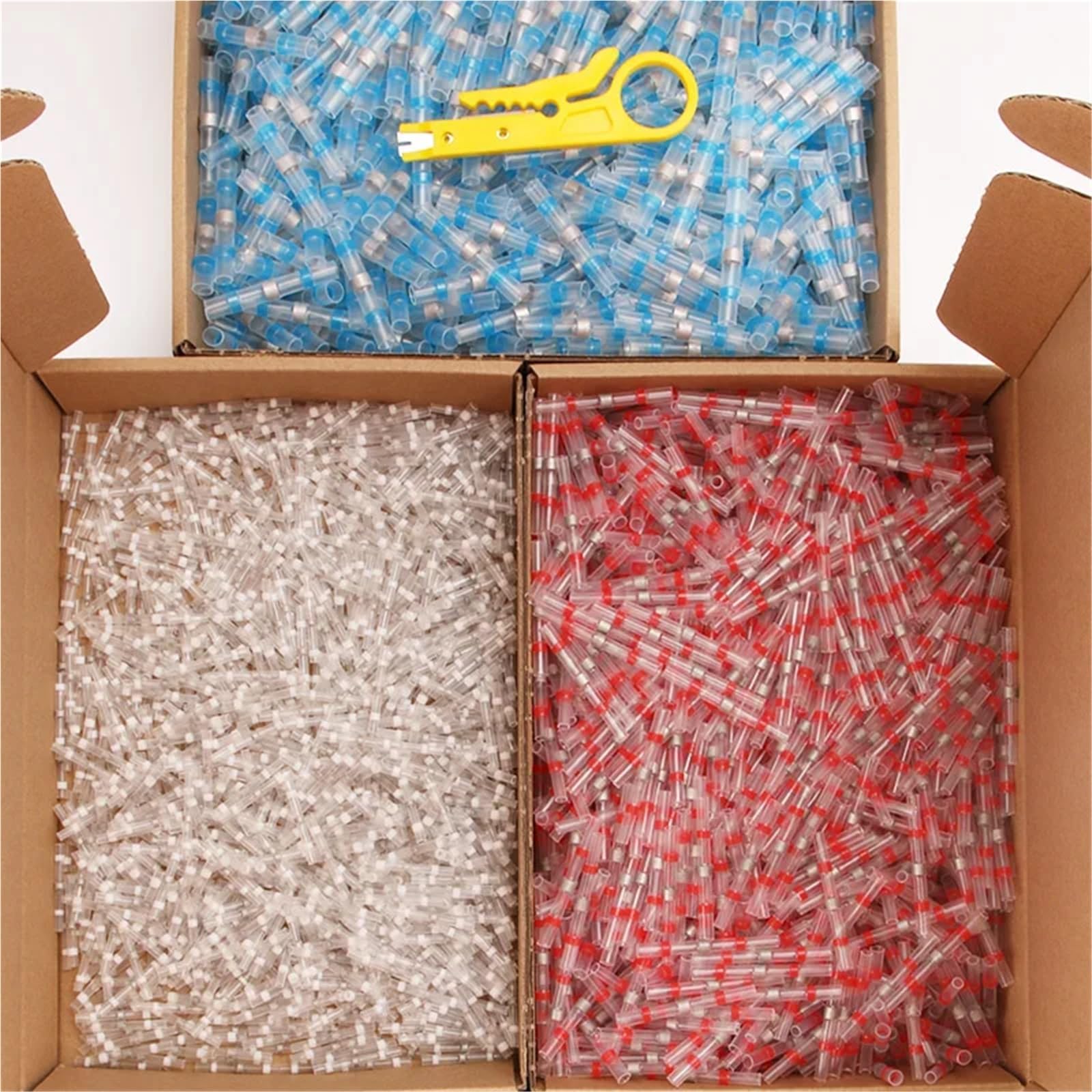 schrumpfverbinder Schrumpfverbinder Hülsenrohrklemmen Elektrischer Stoßverbinder-Kabelverbinder(Yellow AWG 12-10,200 PCS)