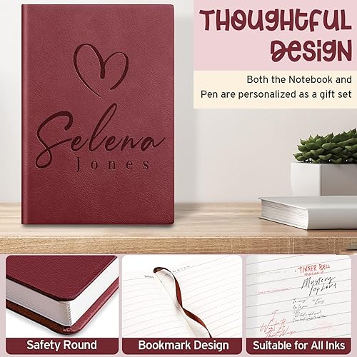 Miniatura 3 de Cuaderno personalizado, diario de cuero personalizado con bolígrafo, cuaderno personalizado para mujeres y hombres, diarios personalizados para