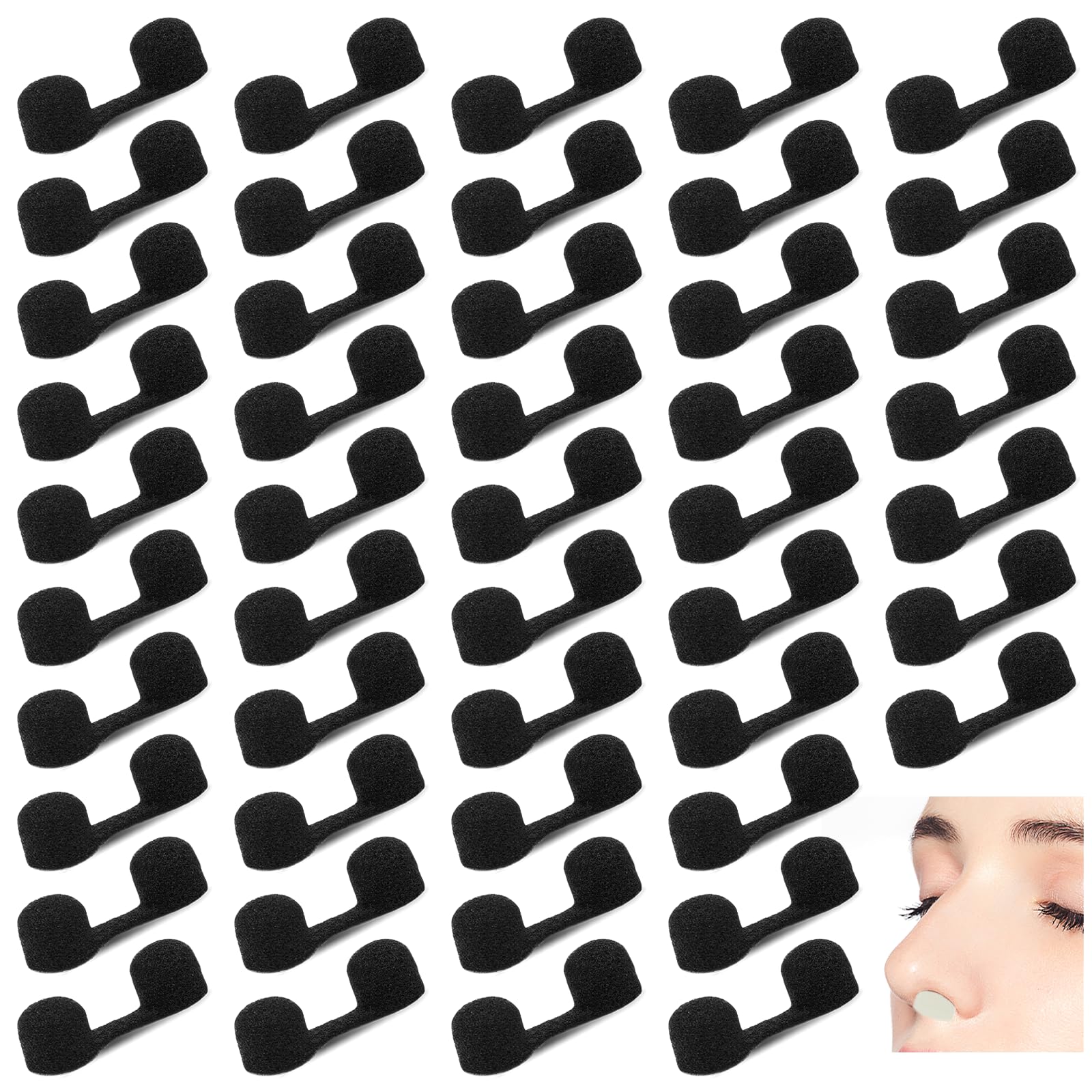 Photo 1 of 100 Pieces Disposable Nose Filters Nose Plug Filter for Spray Tanning Softness Sponge Nose Filter for Sunless Outdoor Nose Protection(Black)
