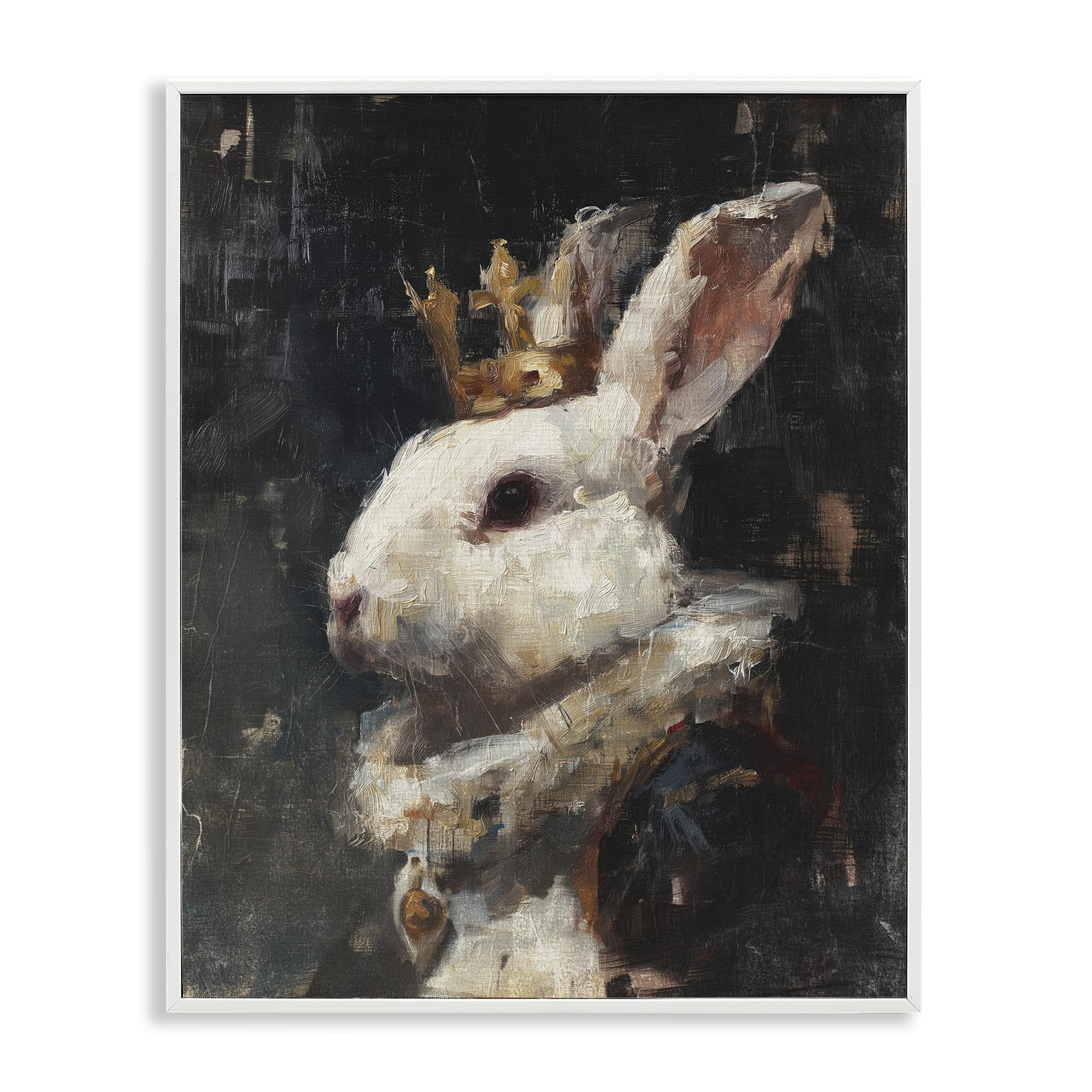 Stupell Industries Coastal White (Textured) 'Regal Monarch Rabbit'| Framed Giclee Art